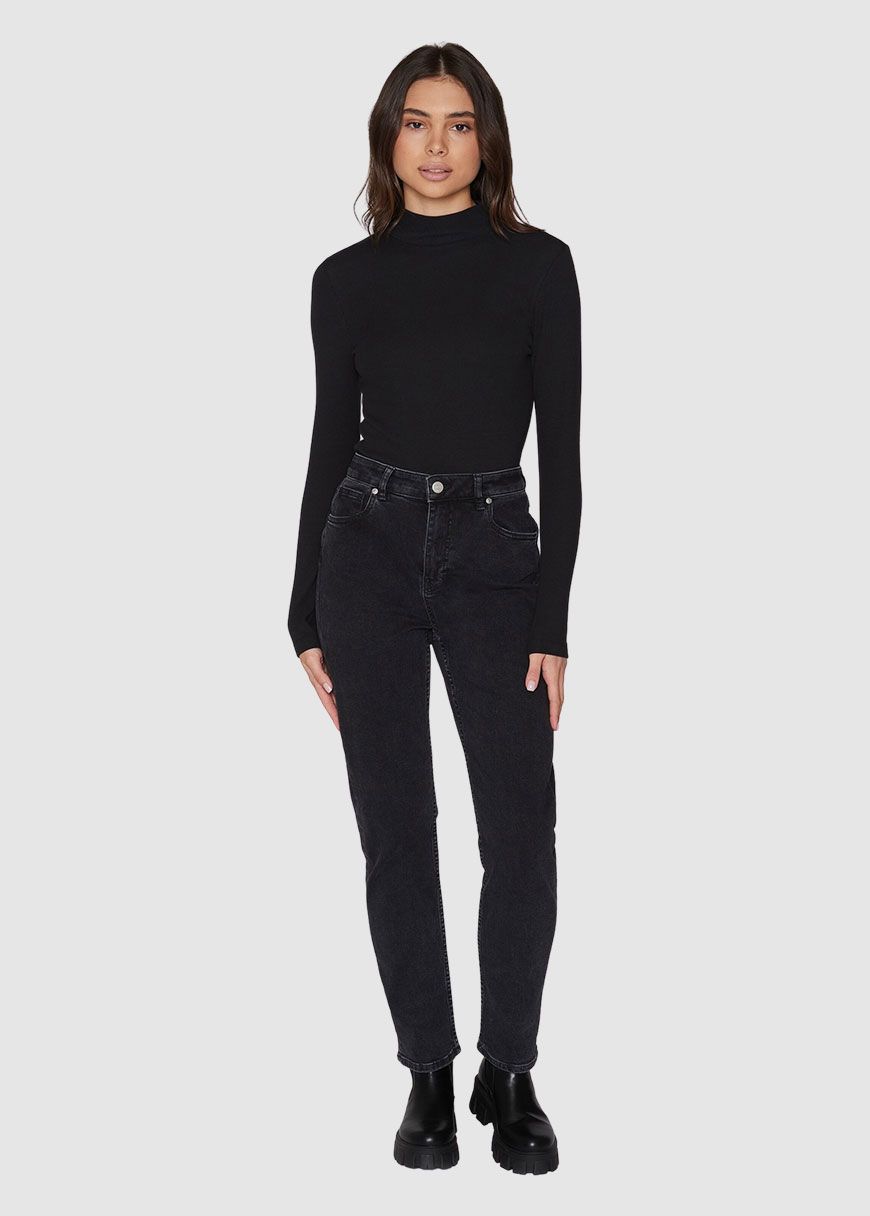 Rib High Neck Long Sleeved Rib High Neck Long Sleeved