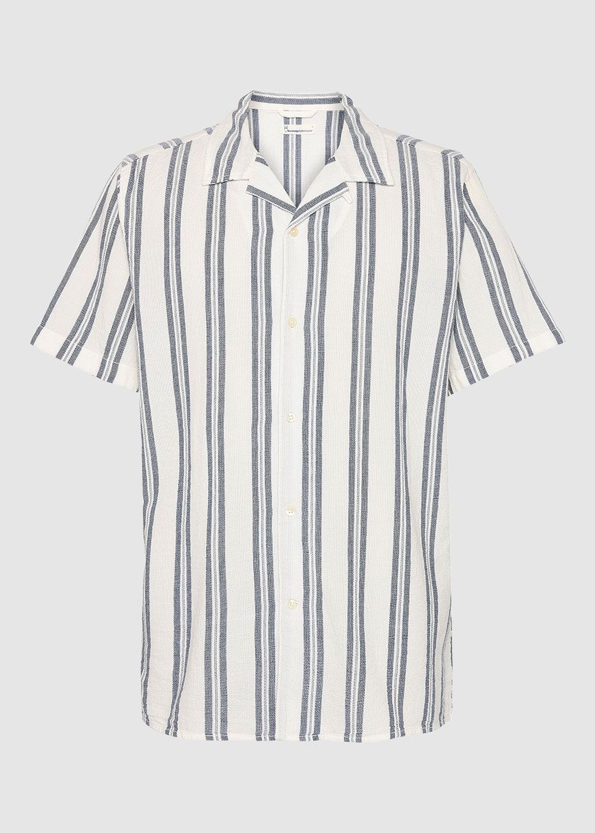 Box Short Sleeve Striped Cotton Shirt