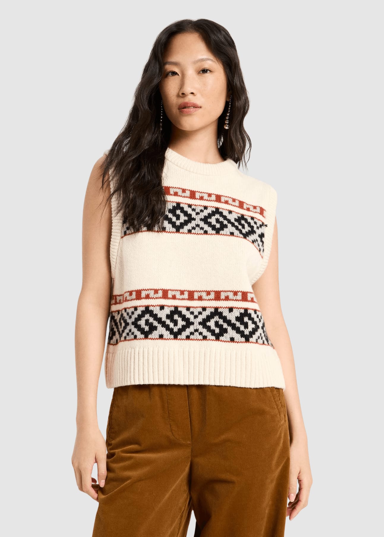 Jacquard Pullunder Off White/ Multicolour
