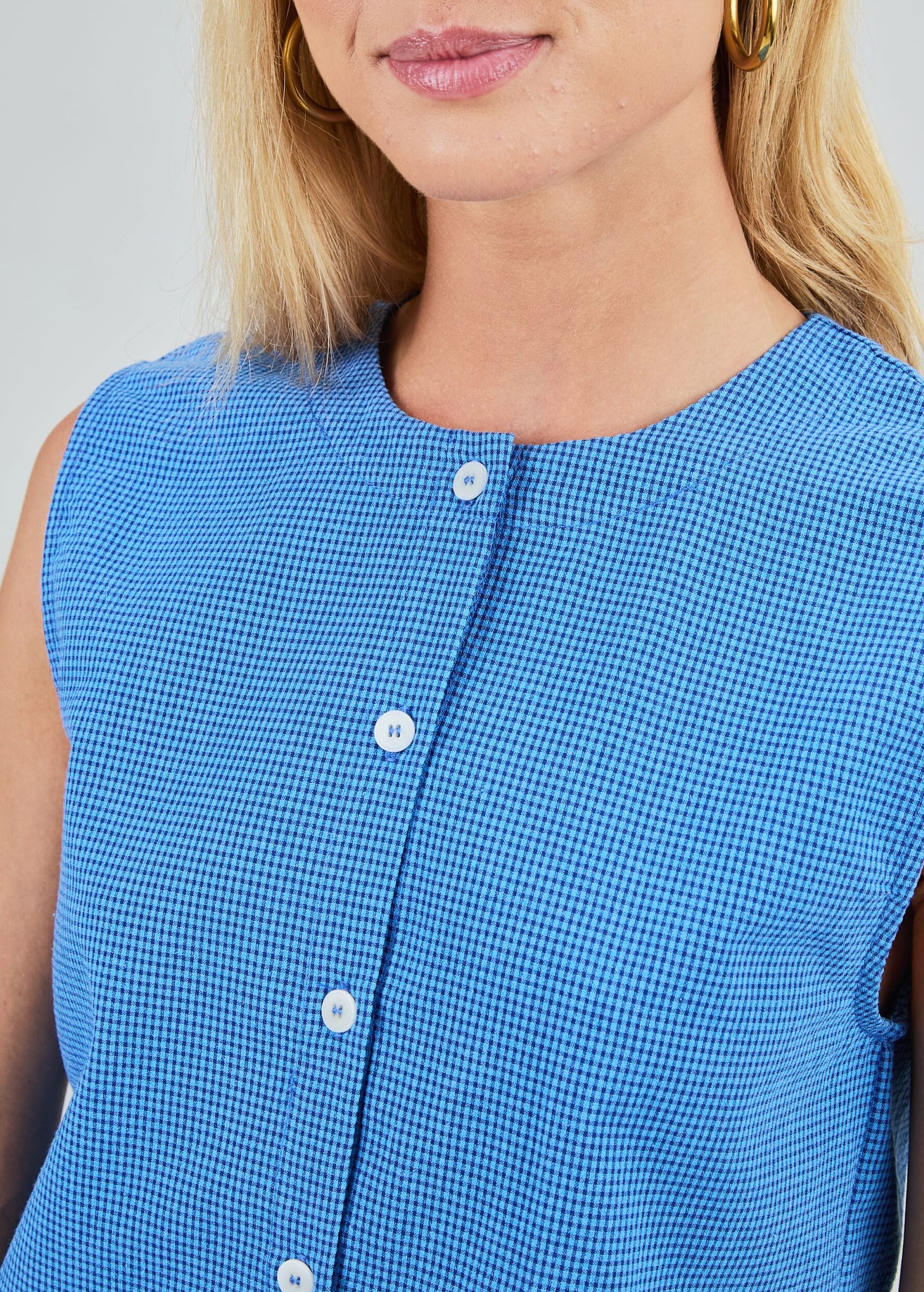 Checks Button Up Blouse