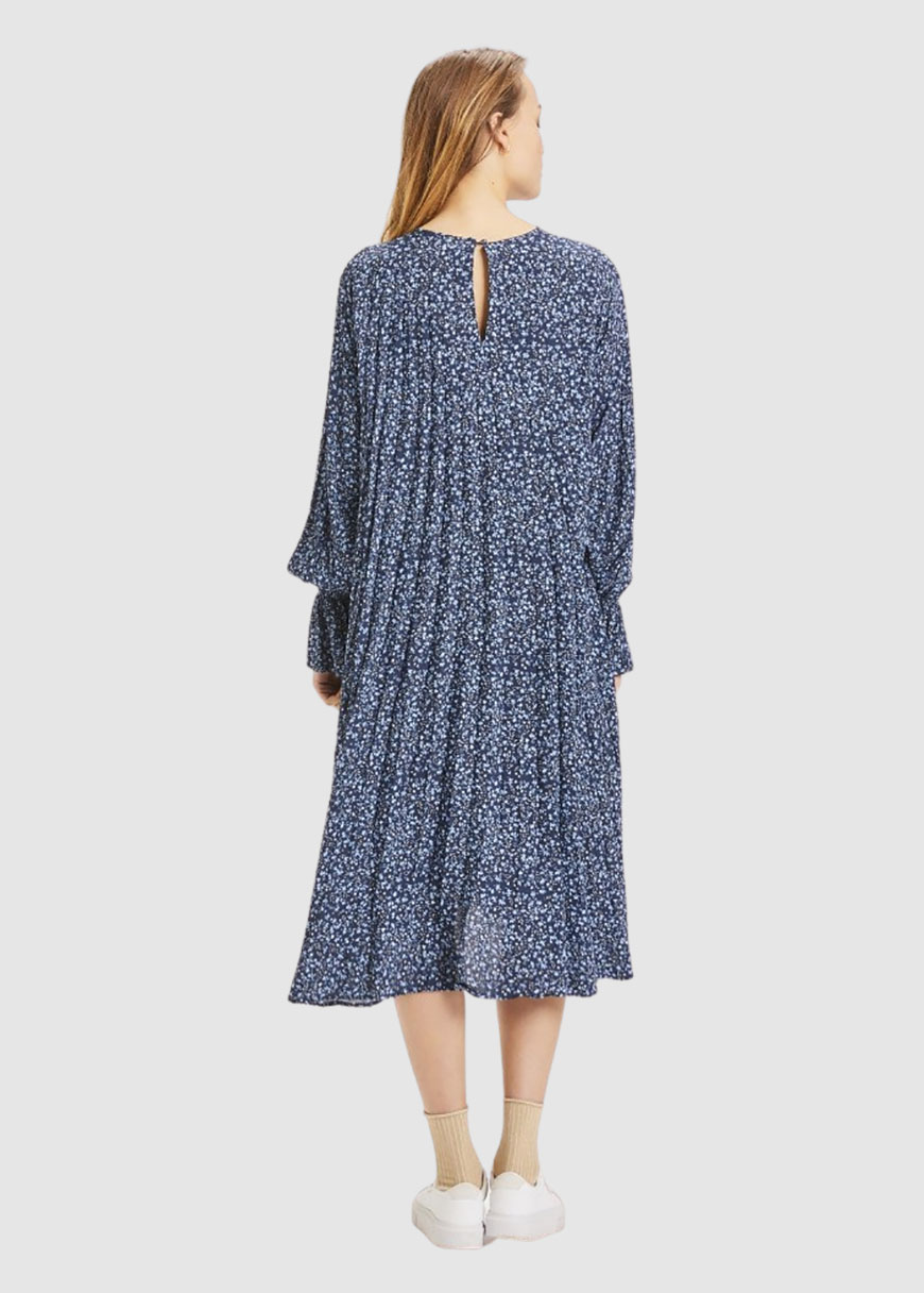 Heather A-Shape Pleated Flower Print Dress