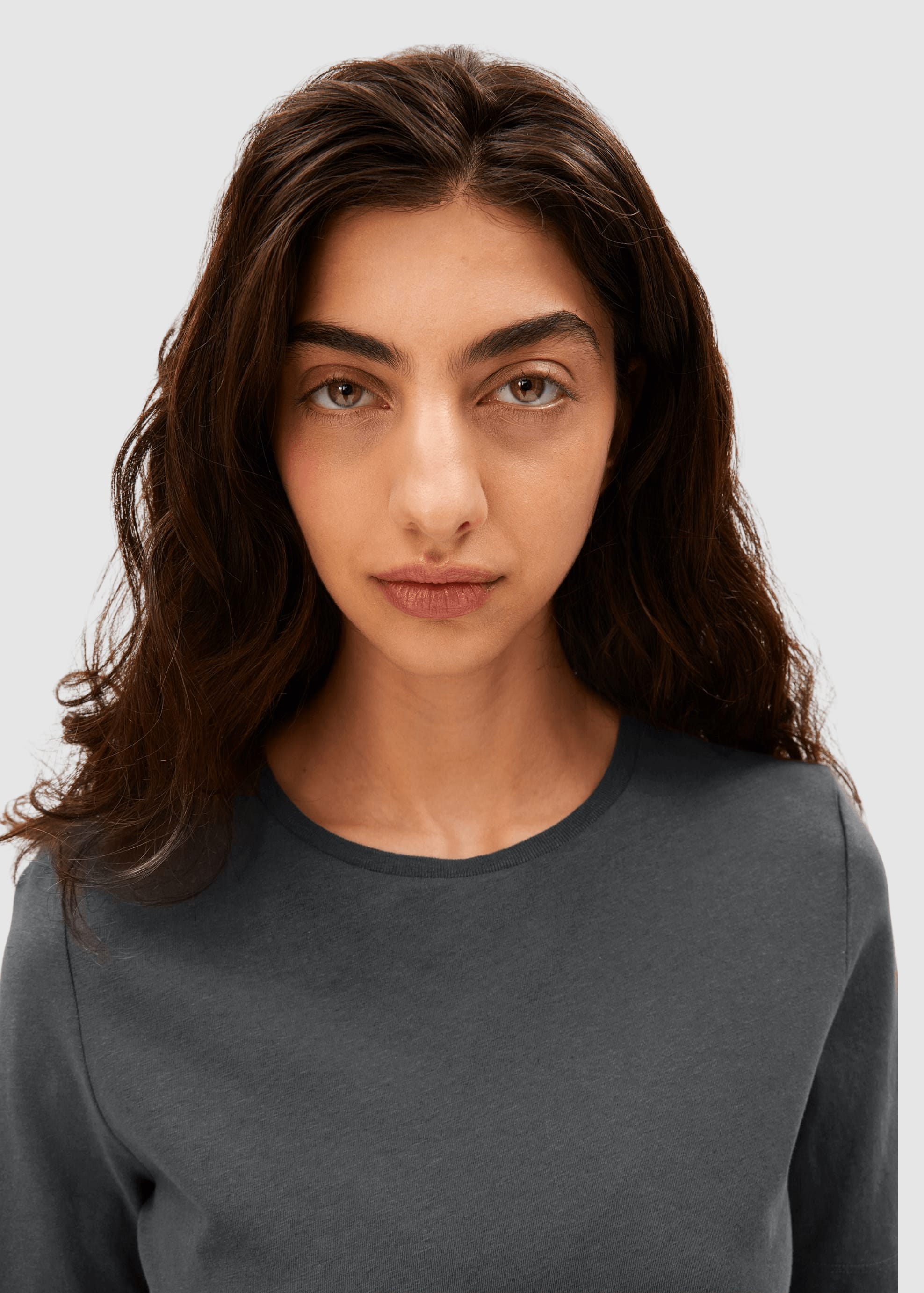 Lualaa Linen Blend T-Shirt Space Steel