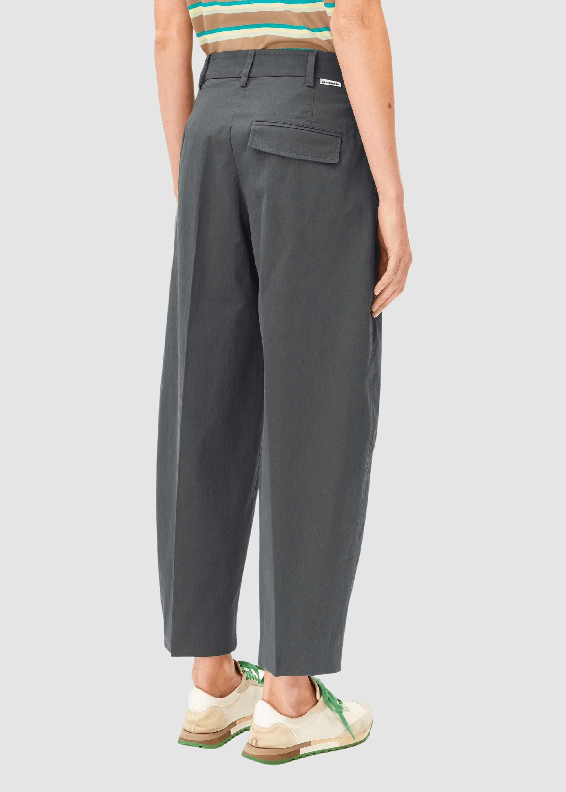 Barrel Leg Twill Pant Space Steel