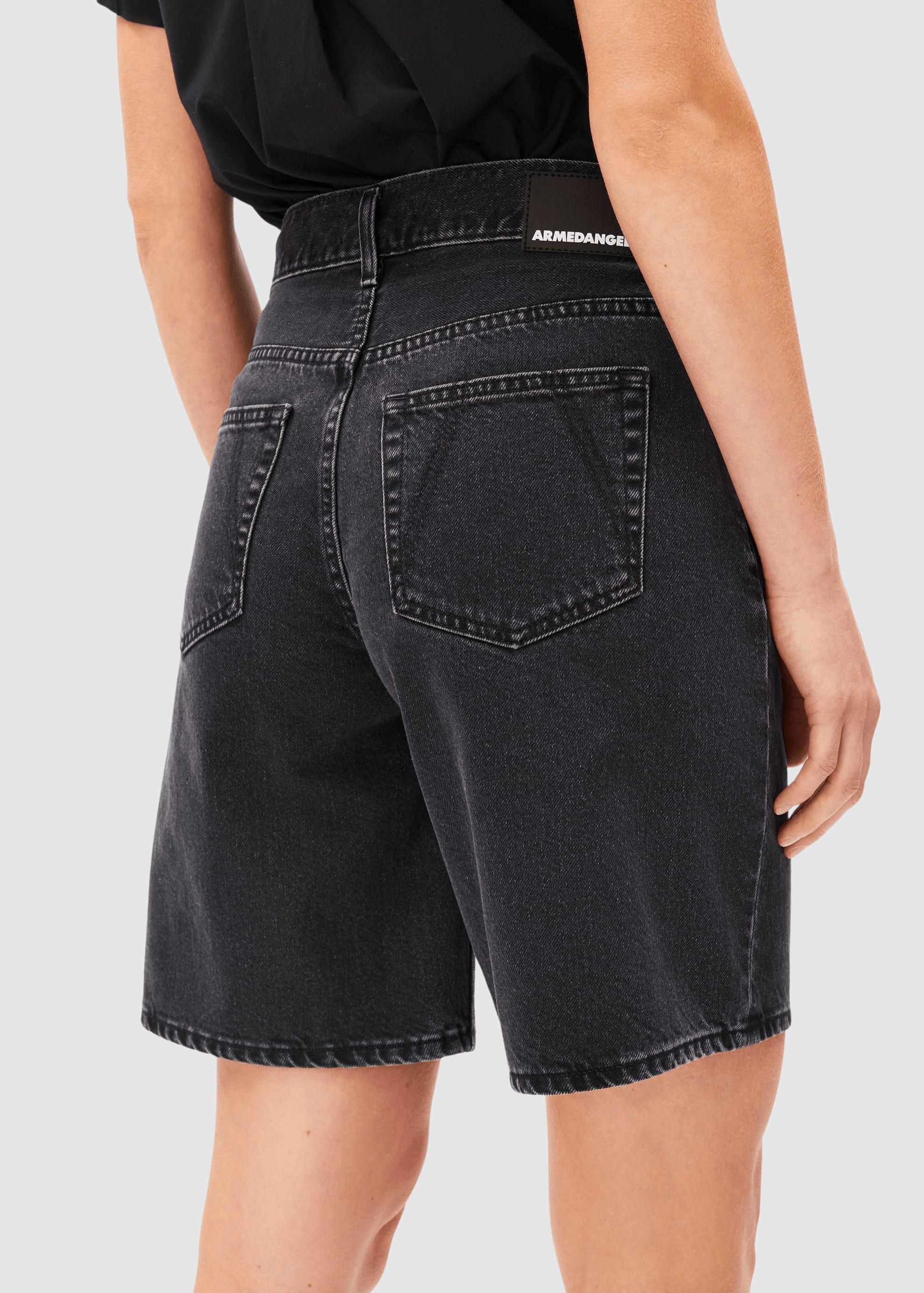 Thaalina Mid Waist Denim Short Ebony Black