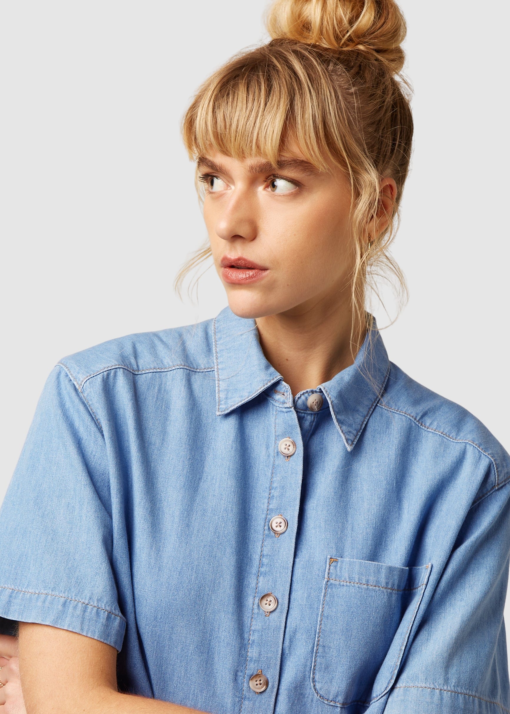 Evalina Blouse Festa Light Denim Blue Tint