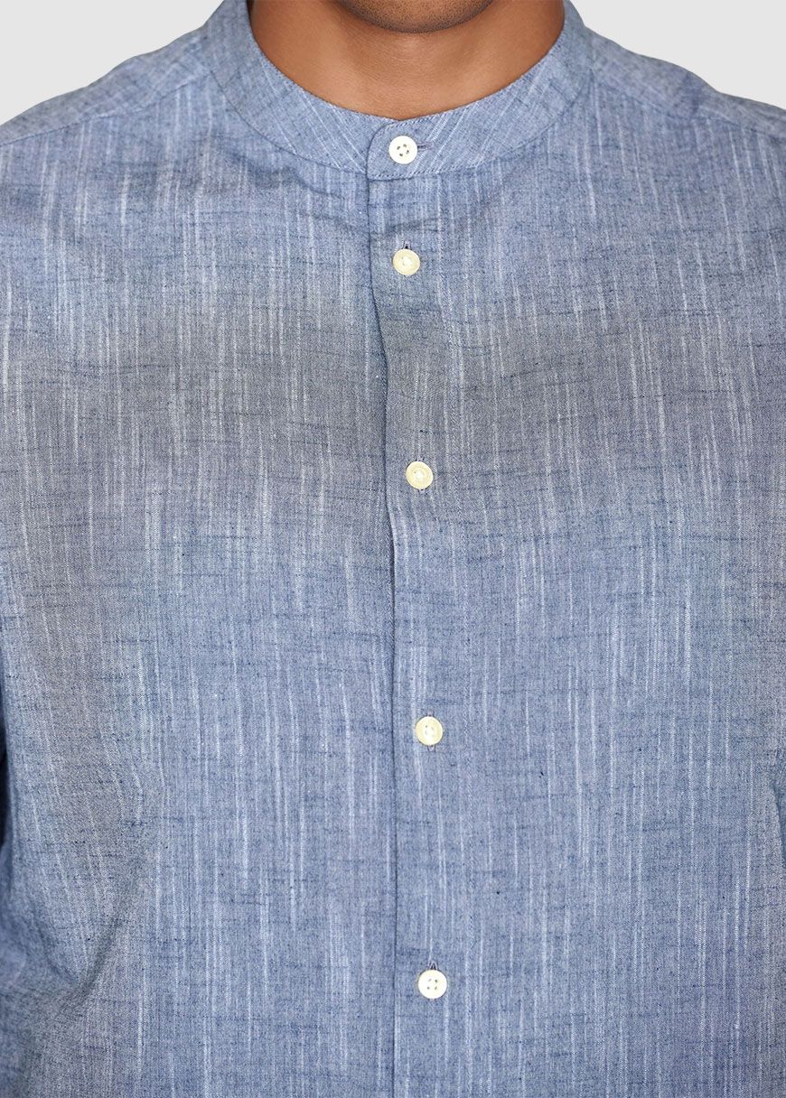 Regular Linen Stand Collar Shirt