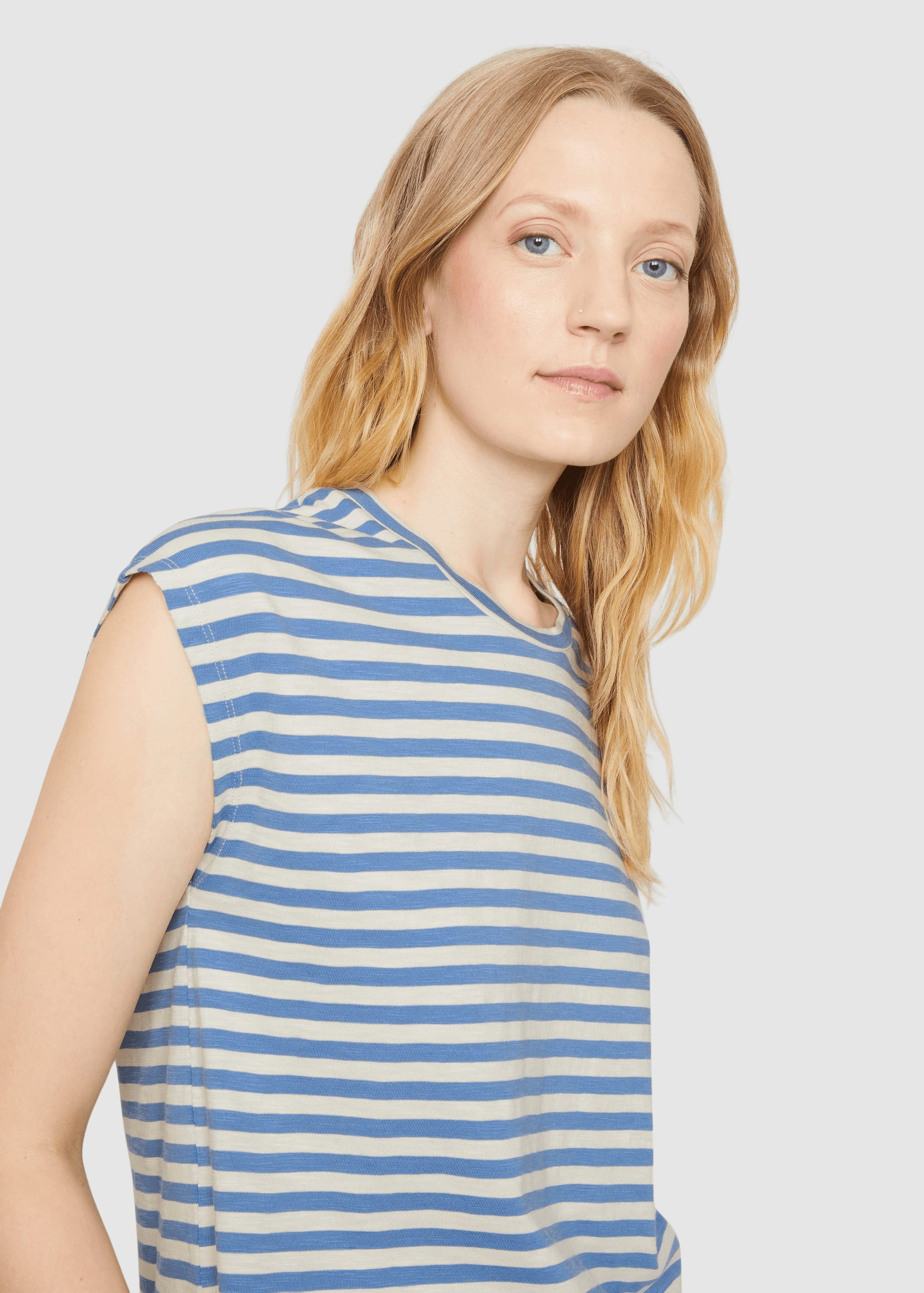 T-Shirt Zinnia Stripes Electric Blue