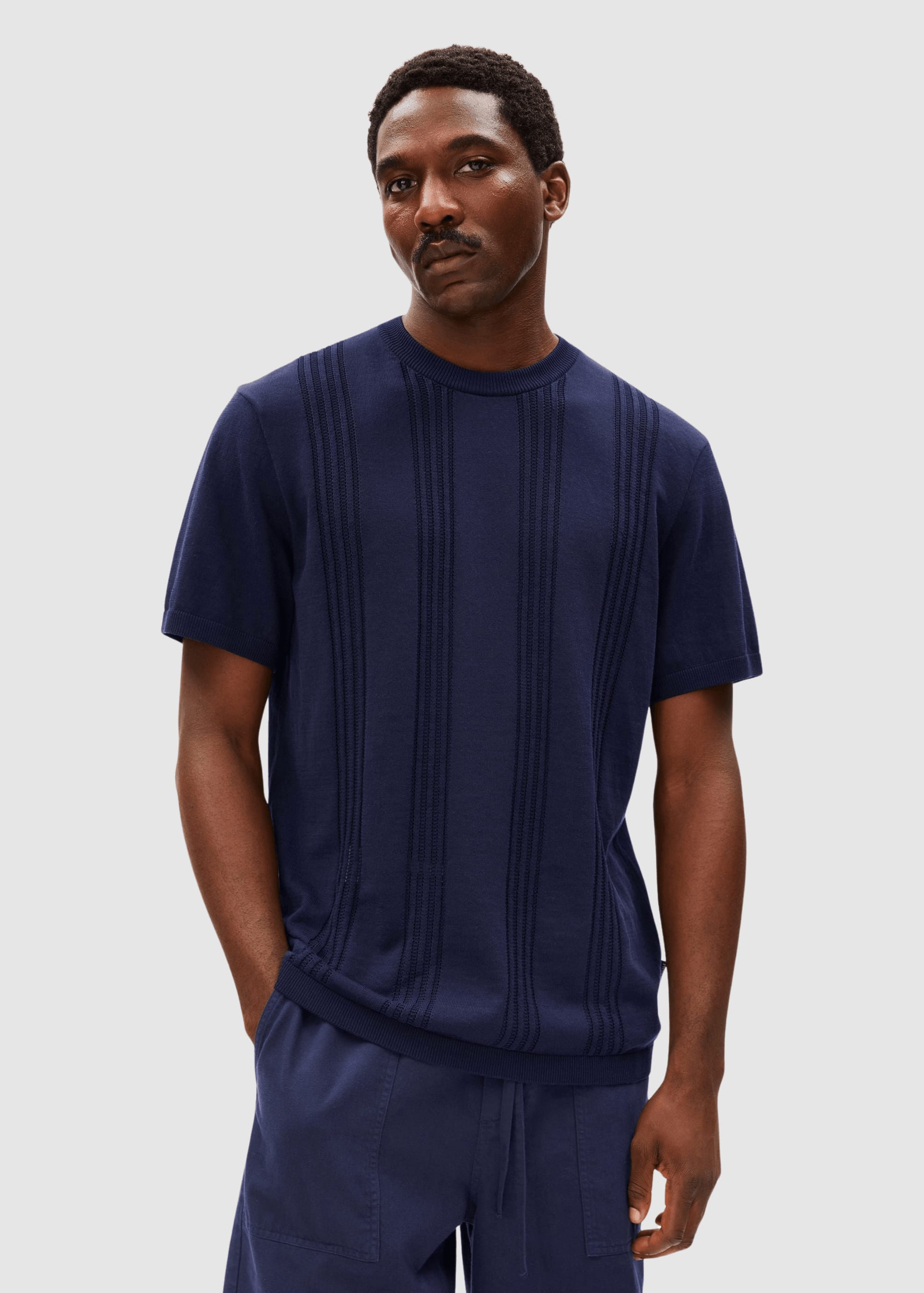 Cotton Knit T-Shirt Tinted Navy