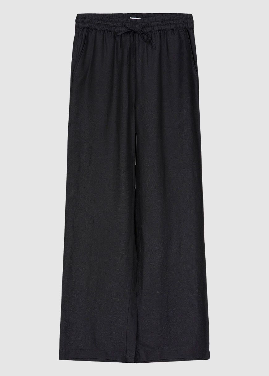 Linen Mix Elastic Waist Pants