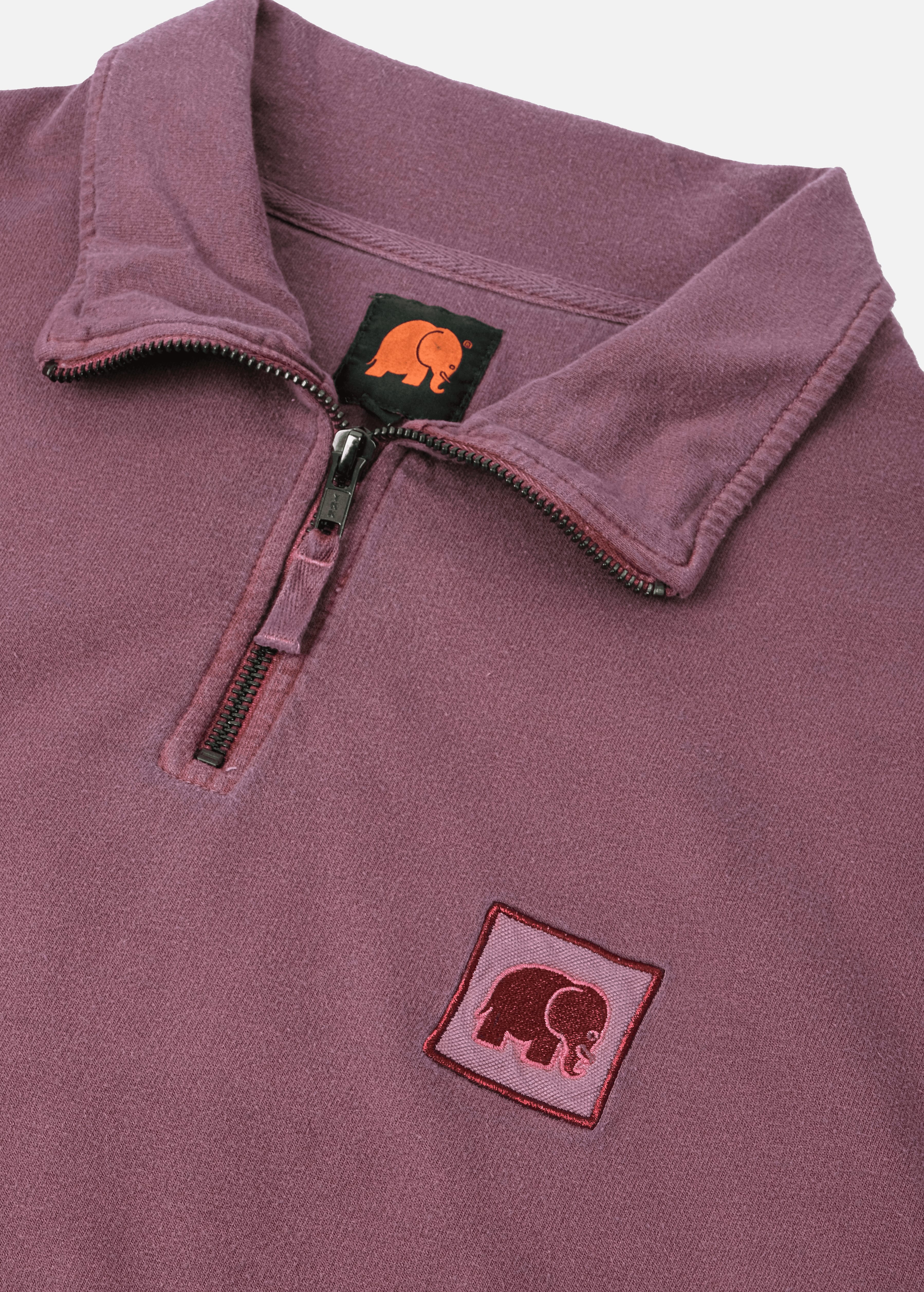 Sauce Pigment Dyed Quarter Zip Sweater Garnacha Red