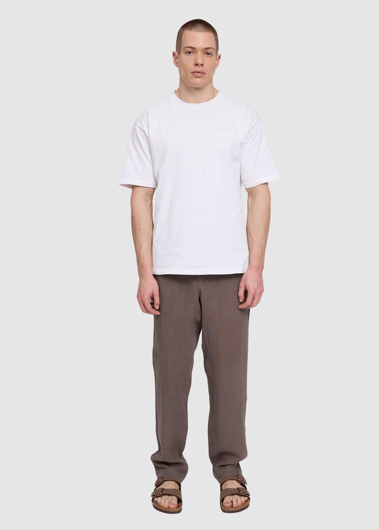 Regular Linen Pants Grey Brown