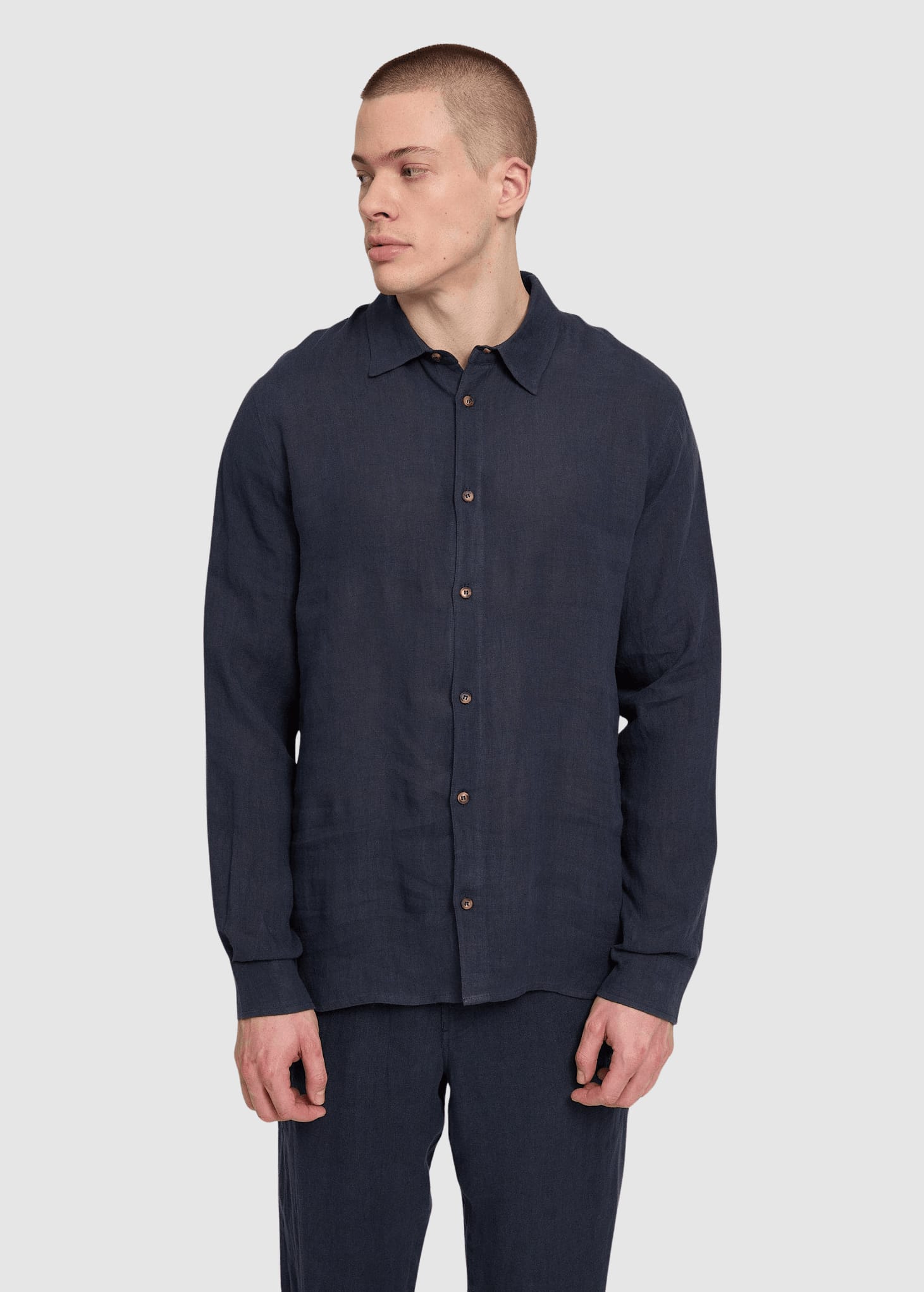 Classic Linen Shirt Ink Blue