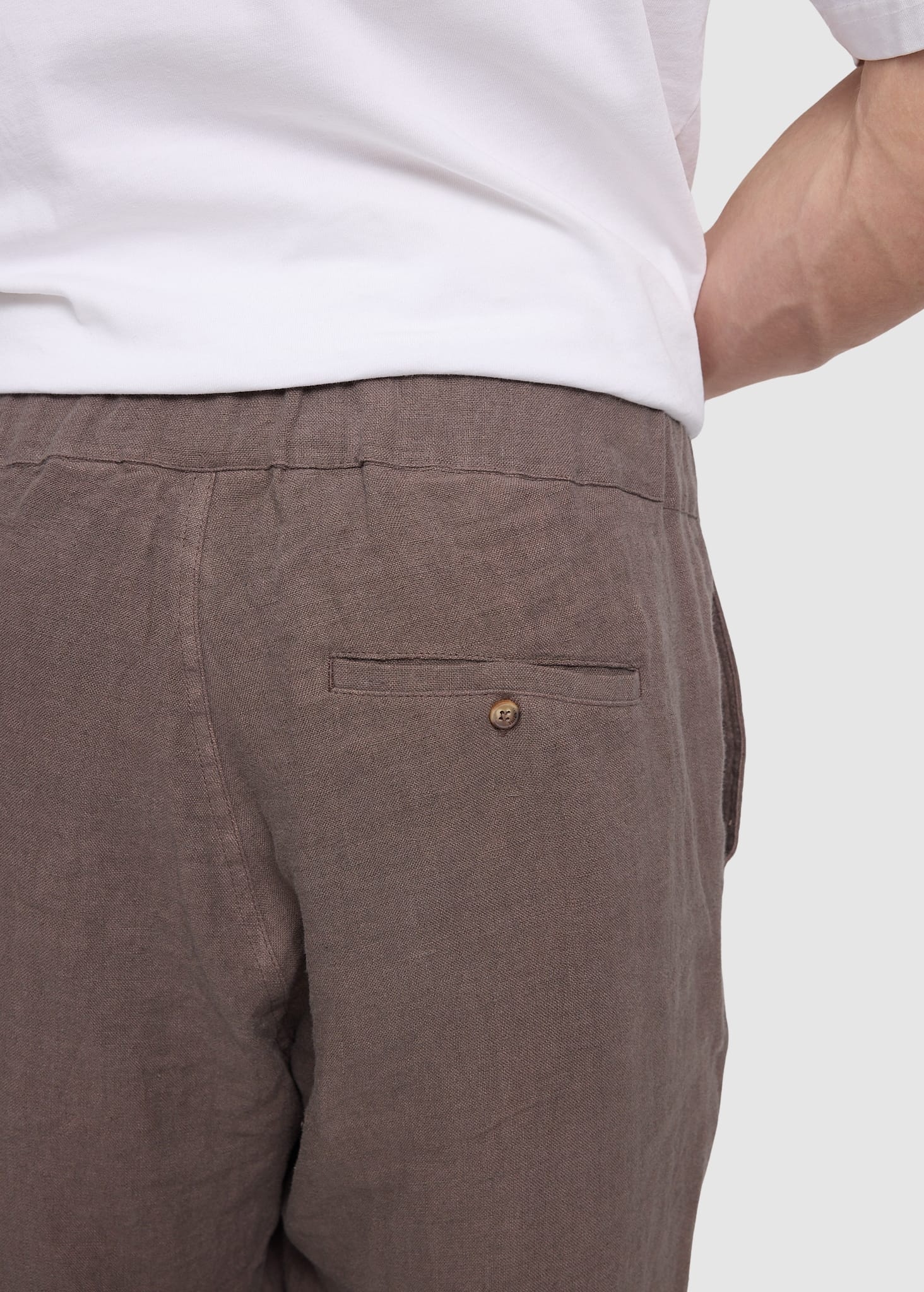 Regular Linen Pants Grey Brown