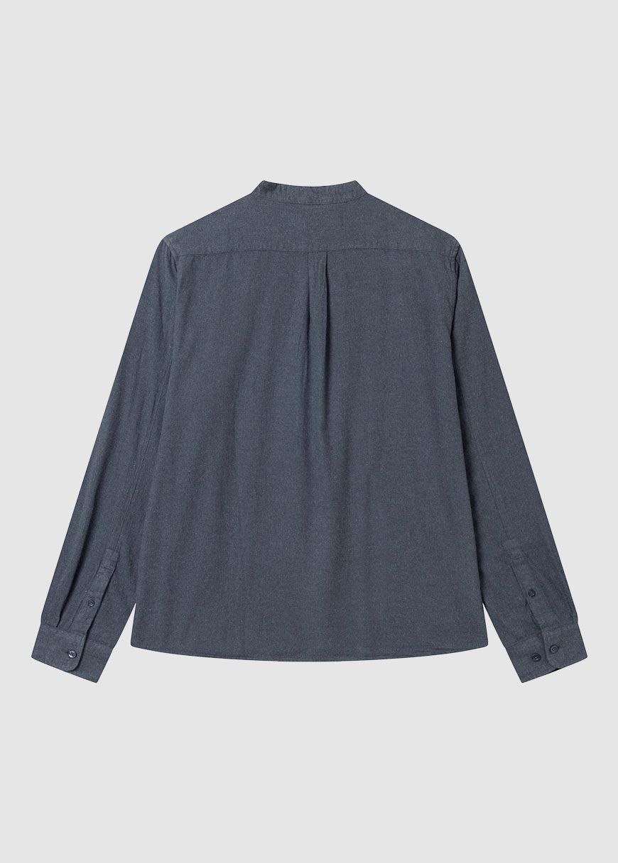 Regular Fit Melangé Flannel Stand Collar Shirt