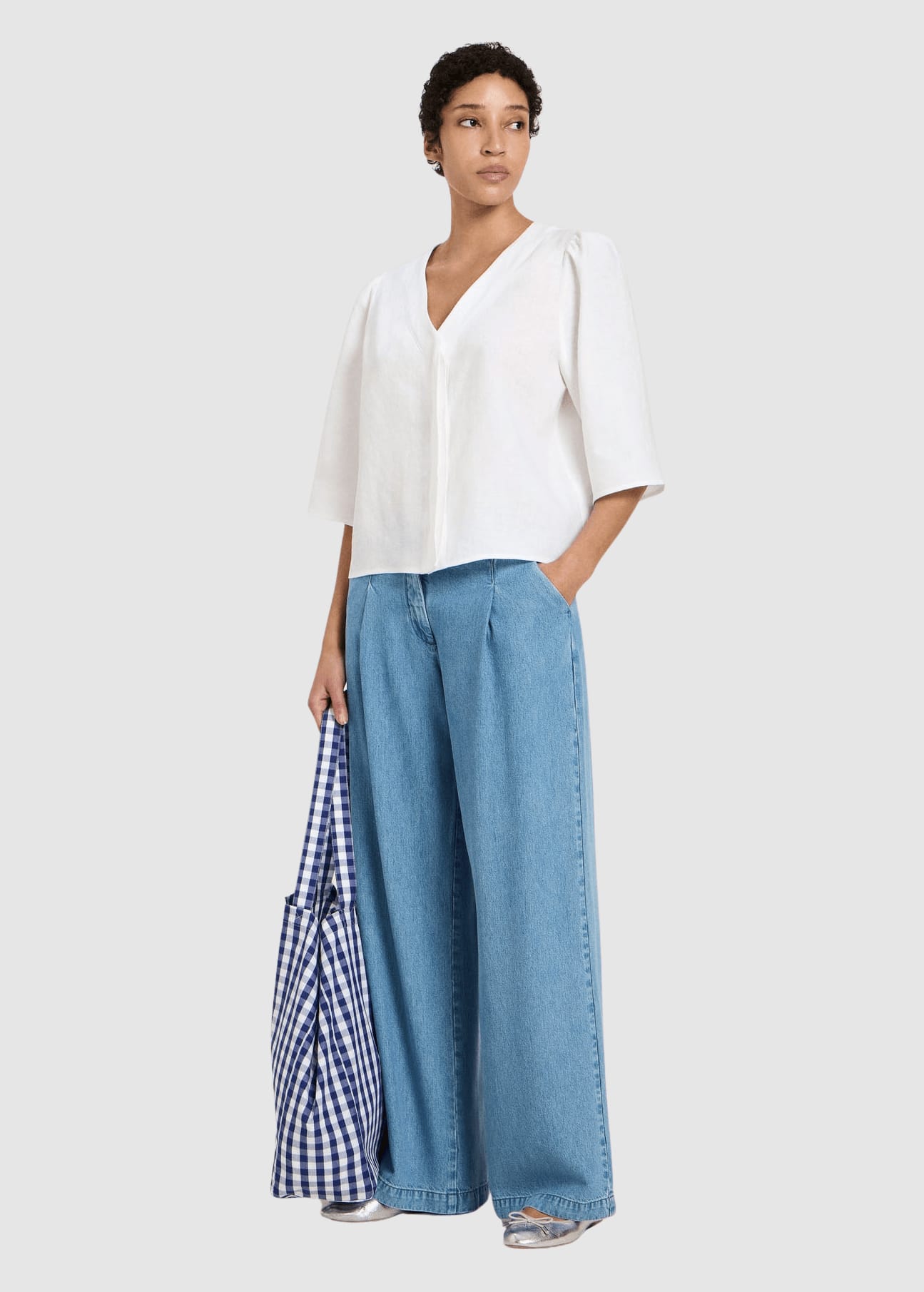 3/4 Arm Bluse Bright White