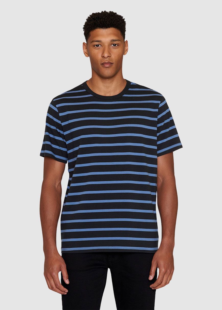 Regular Short Sleeve Cotton Striped O-Neck T-Shirt