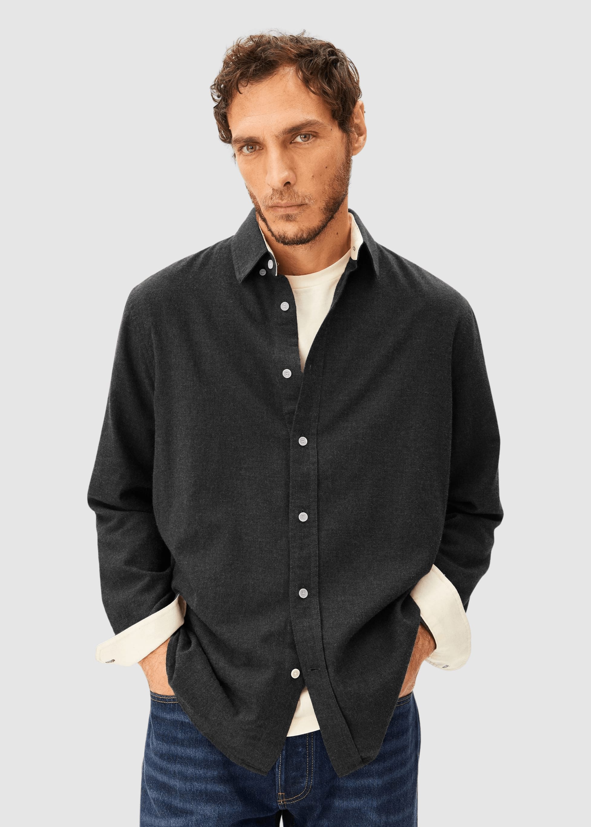 armedangels-araamo-flannel-shirt-anthrazit-melange-1.jpeg Araamo Flannel Shirt Anthrazit Melange