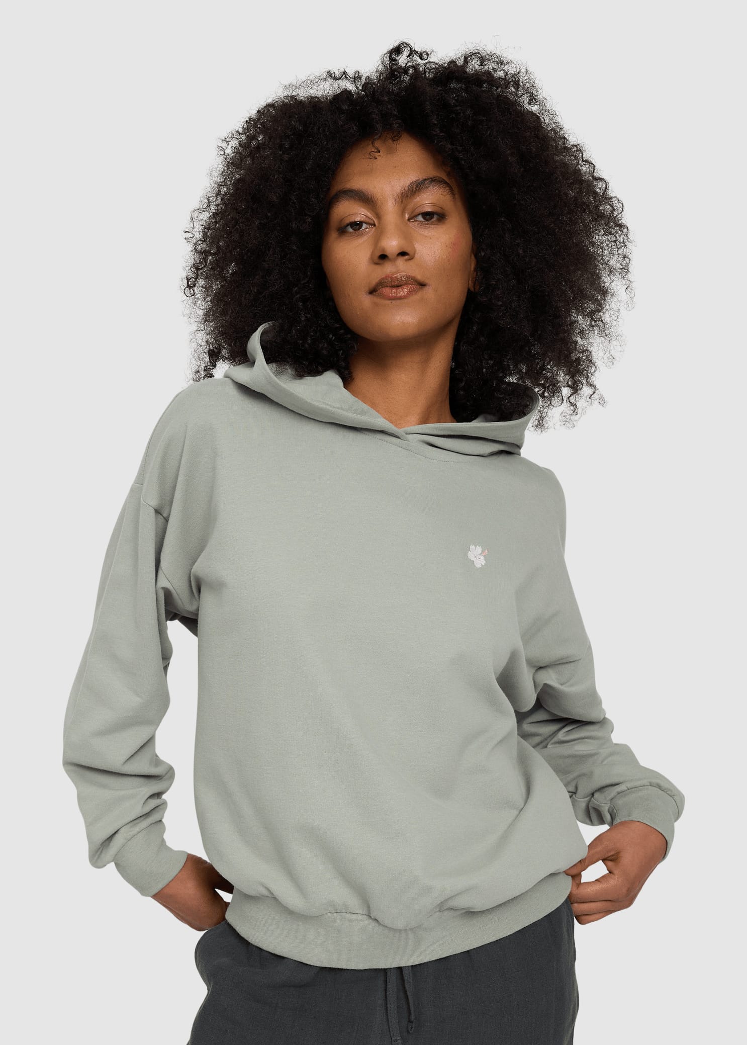 Back Print Hoodie Eucalyptus/hibiscus
