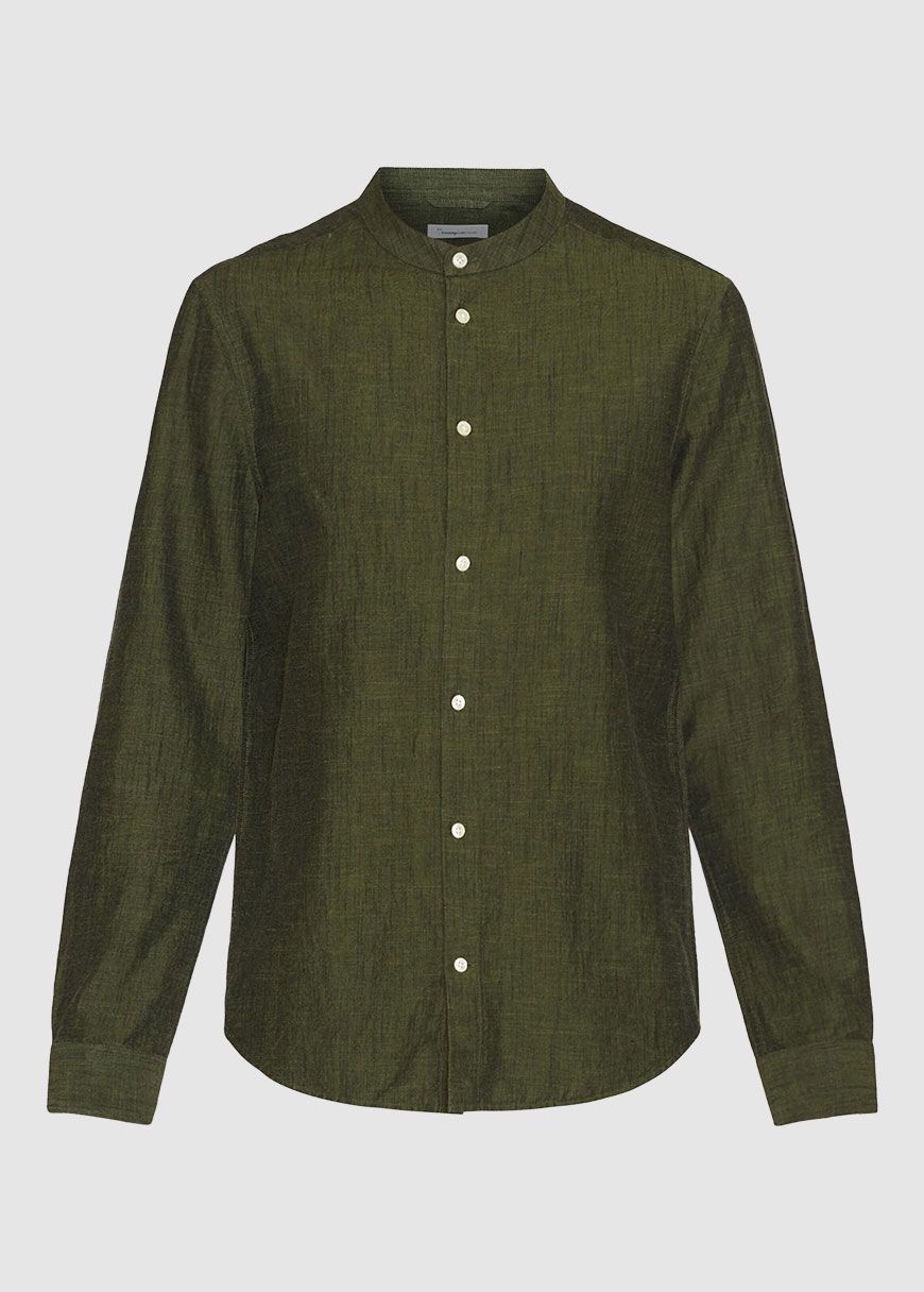 Regular Linen Stand Collar Shirt