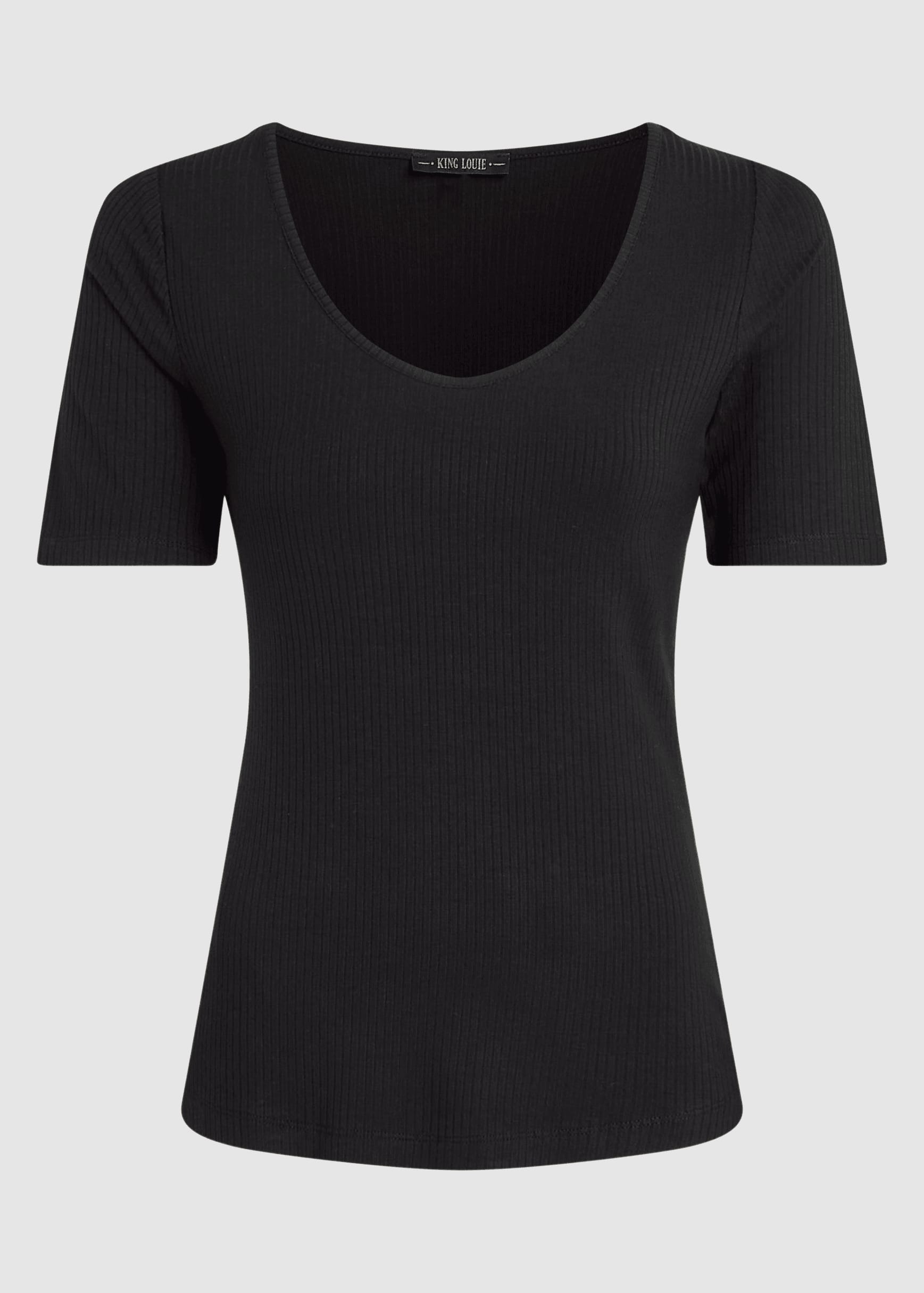Carice Top Uni Rib Black