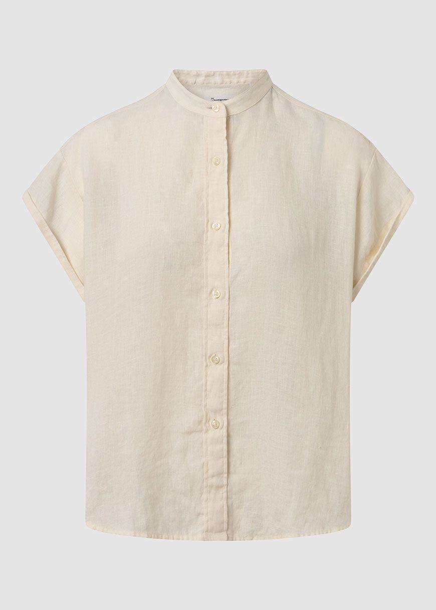 Collar Stand Short Sleeve Linen Shirt Collar Stand Short Sleeve Linen Shirt