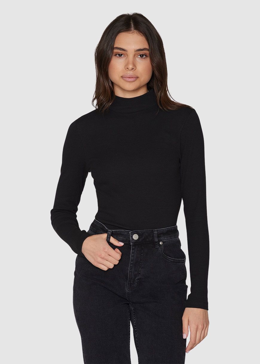 Rib High Neck Long Sleeved Rib High Neck Long Sleeved