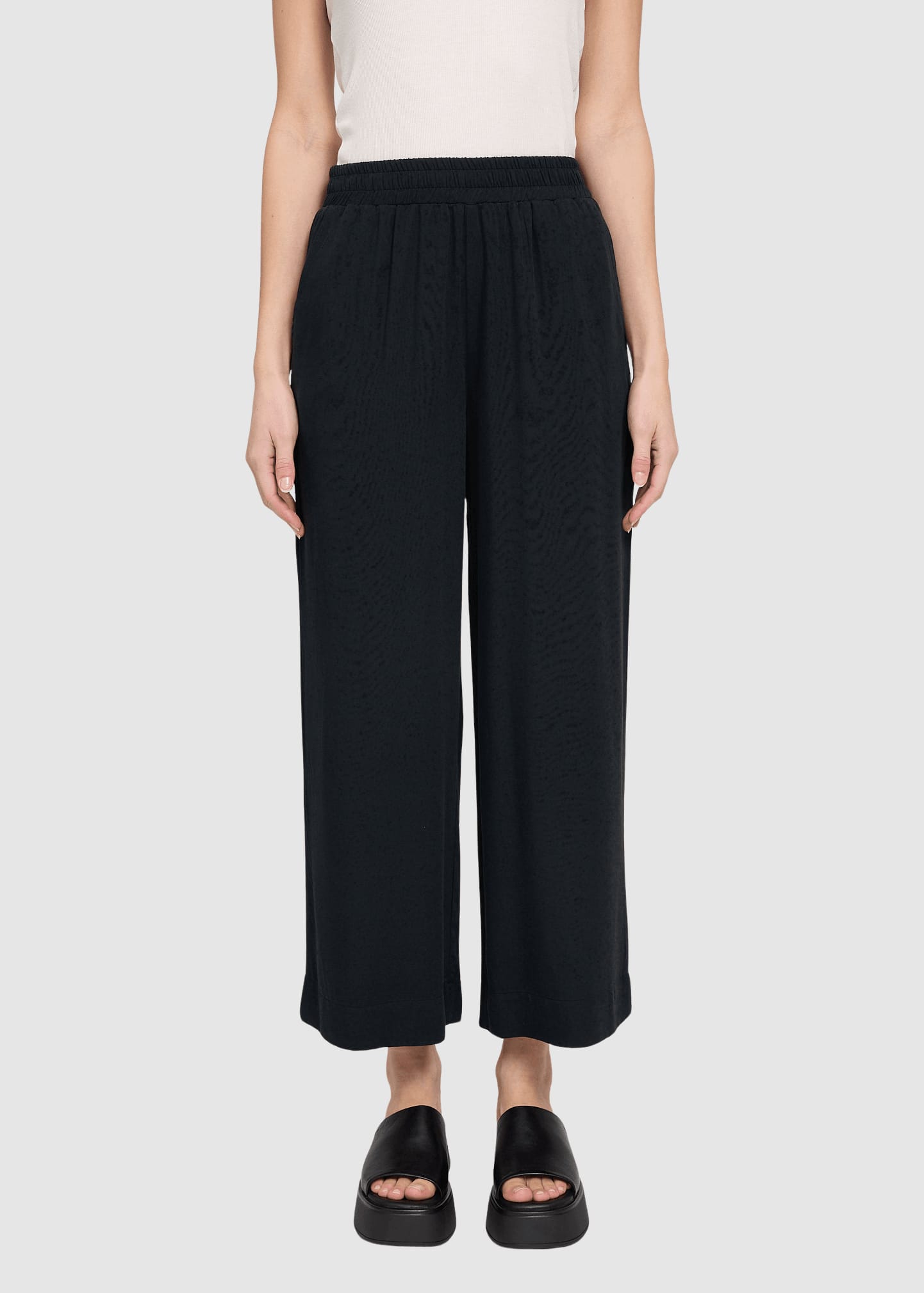 Wide Leg Viscose Pants Black