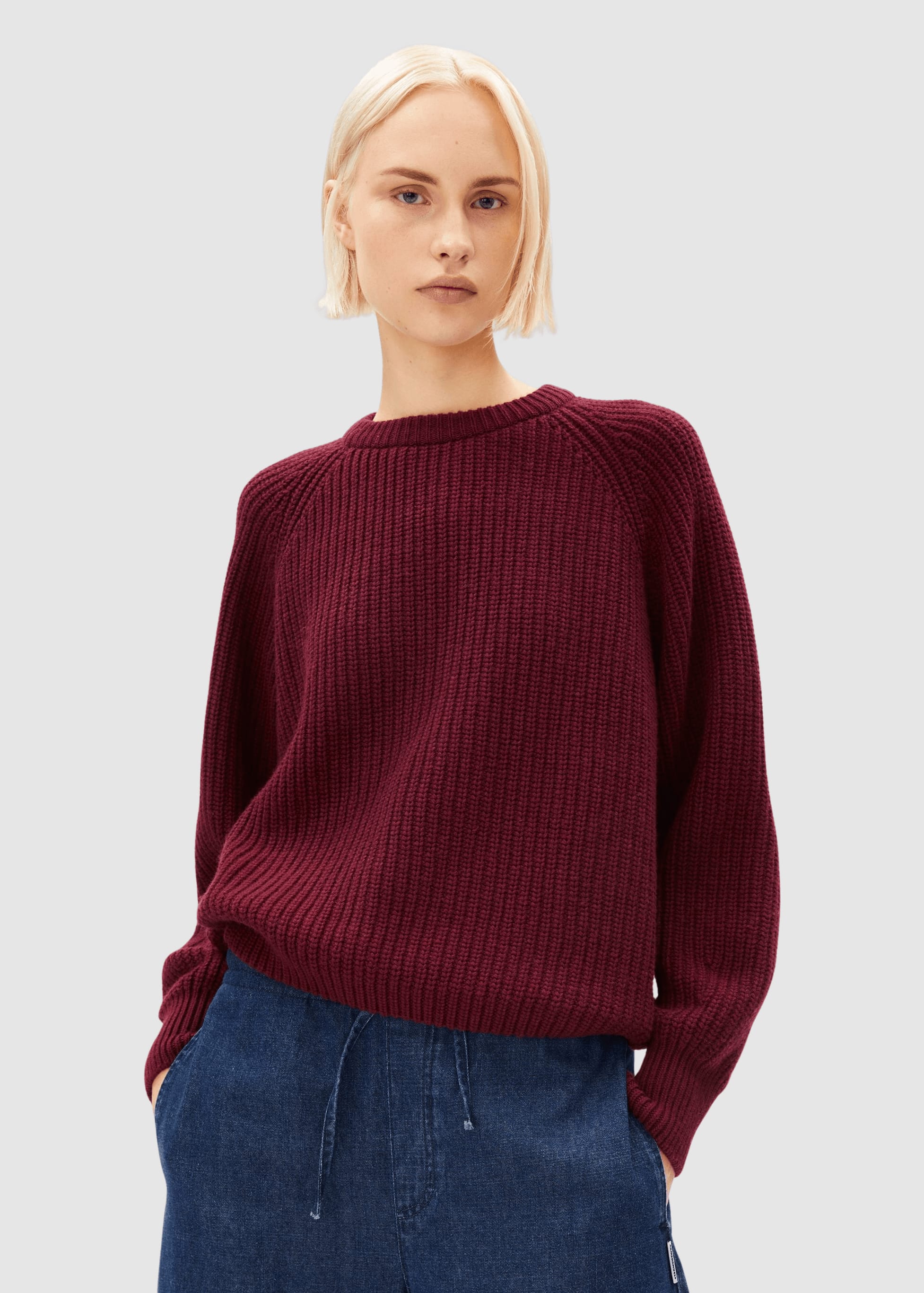 Rib Knit Sweater Velvet Red
