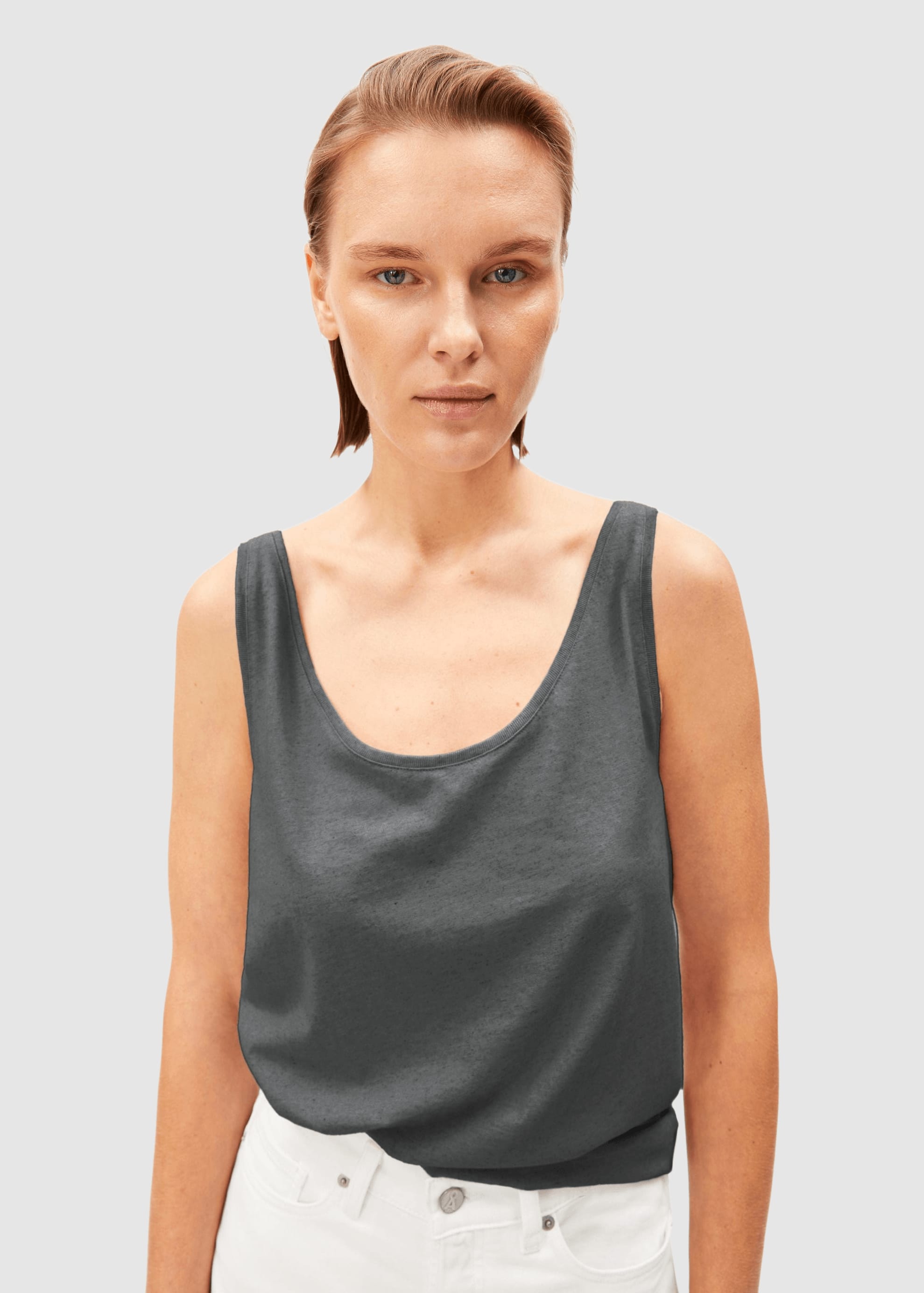 Linen Blend Top Space Steel Linen Blend Top Space Steel