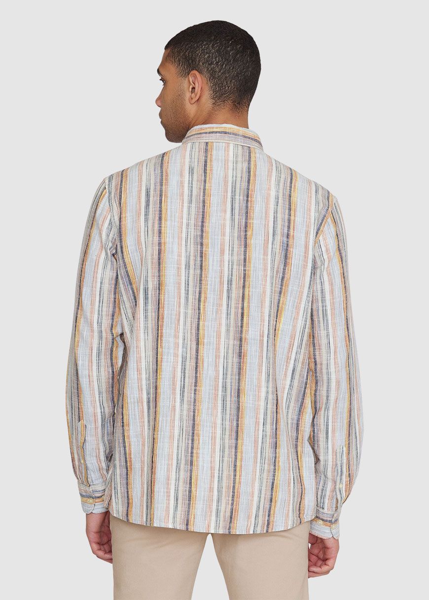 Loose Multicolored Striped Linen Shirt