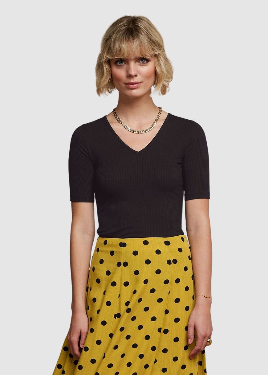 Carice V Top Uni Rib Carice V Top Uni Rib