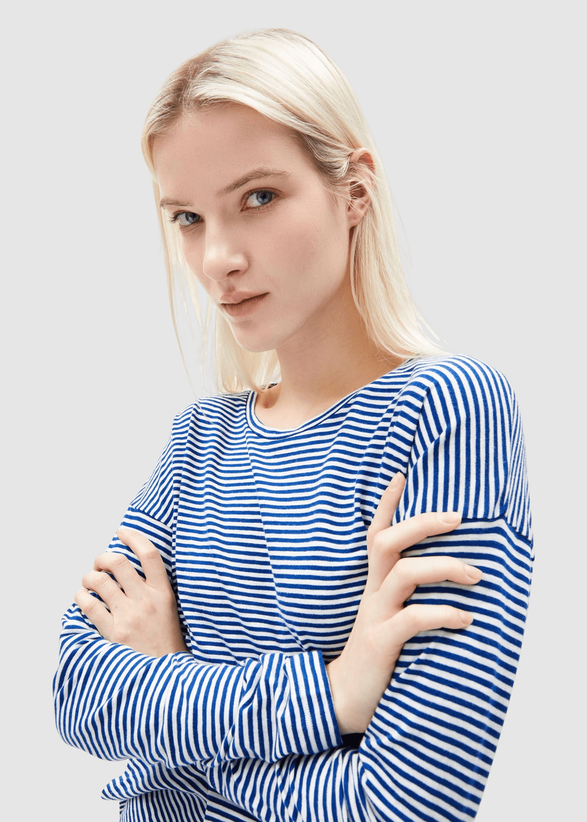 Xianaa Stripe Longsleeve Oatmilk-Dynamo Blue
