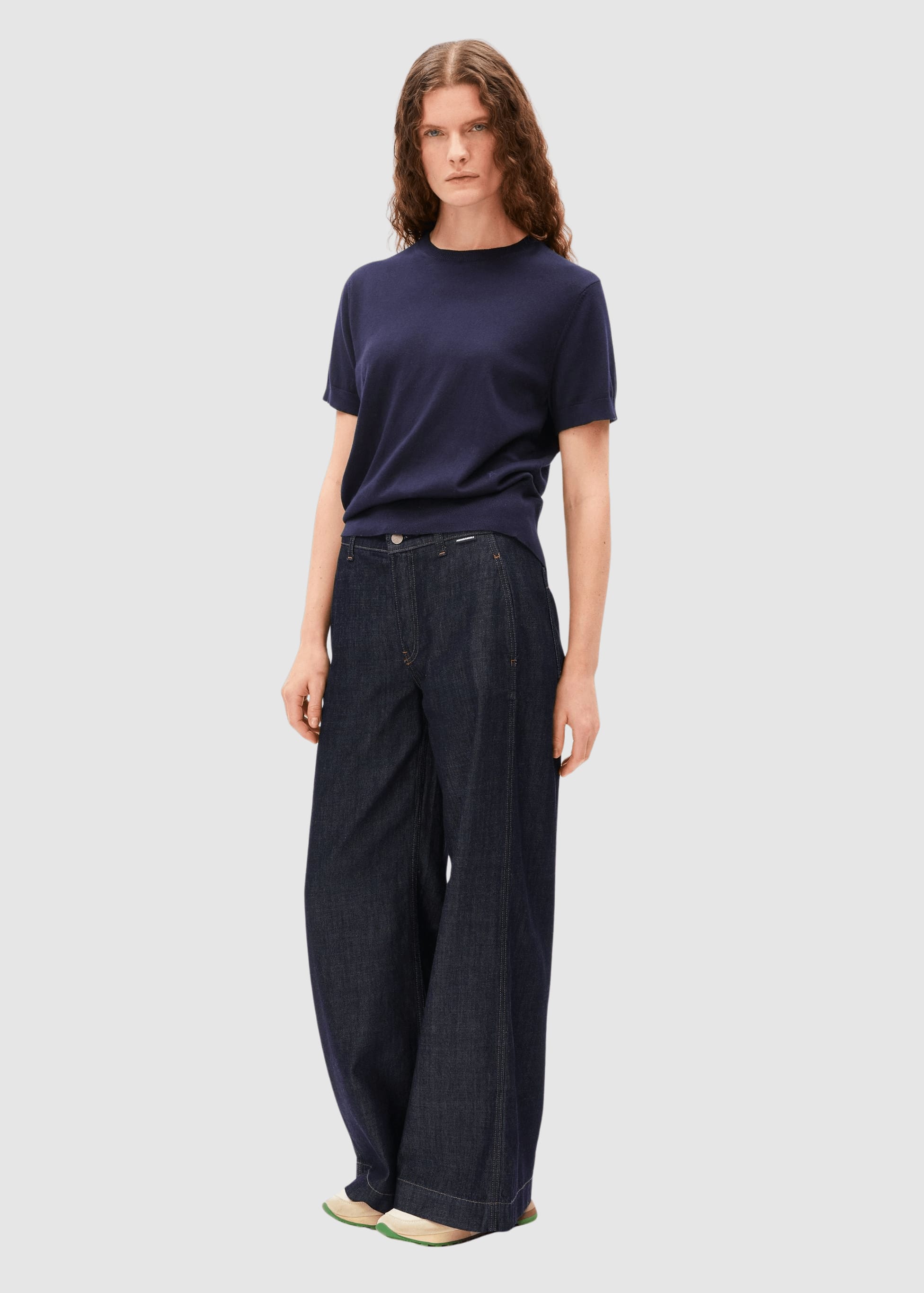 Fine S Sl Knit Sweater Tinted Navy