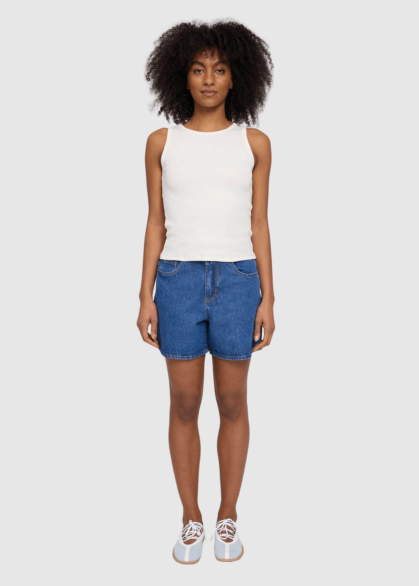 Denim Shorts Mid Blue Wash Denim Shorts Mid Blue Wash