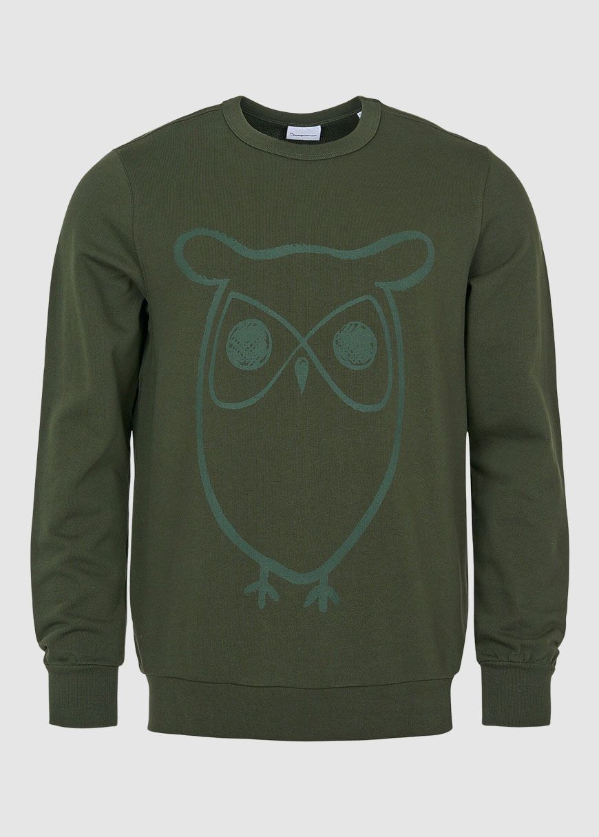 Crew Neck Big Owl Front Print Sweat