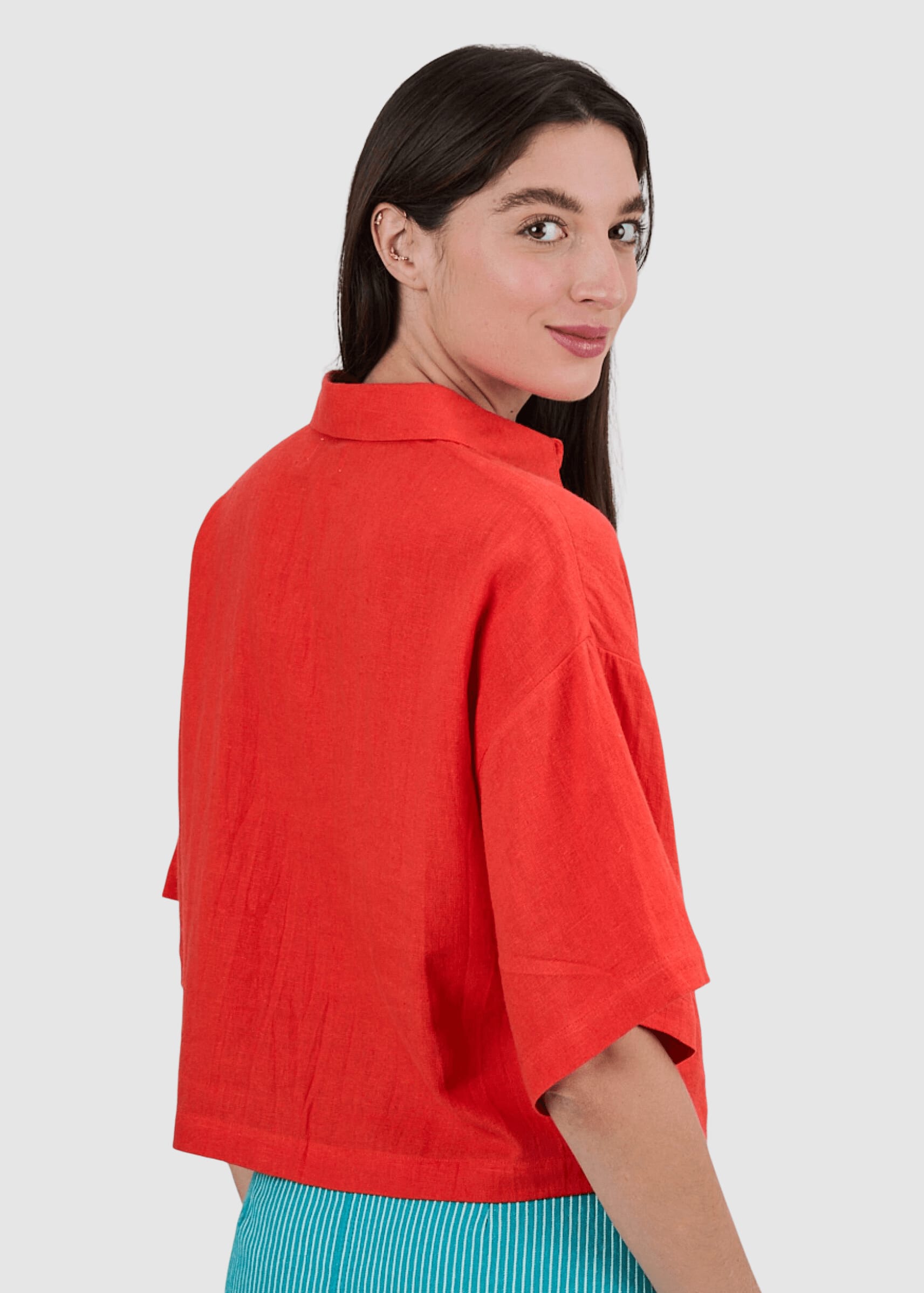 Boxy Squared Blouse Coral Boxy Squared Blouse Coral