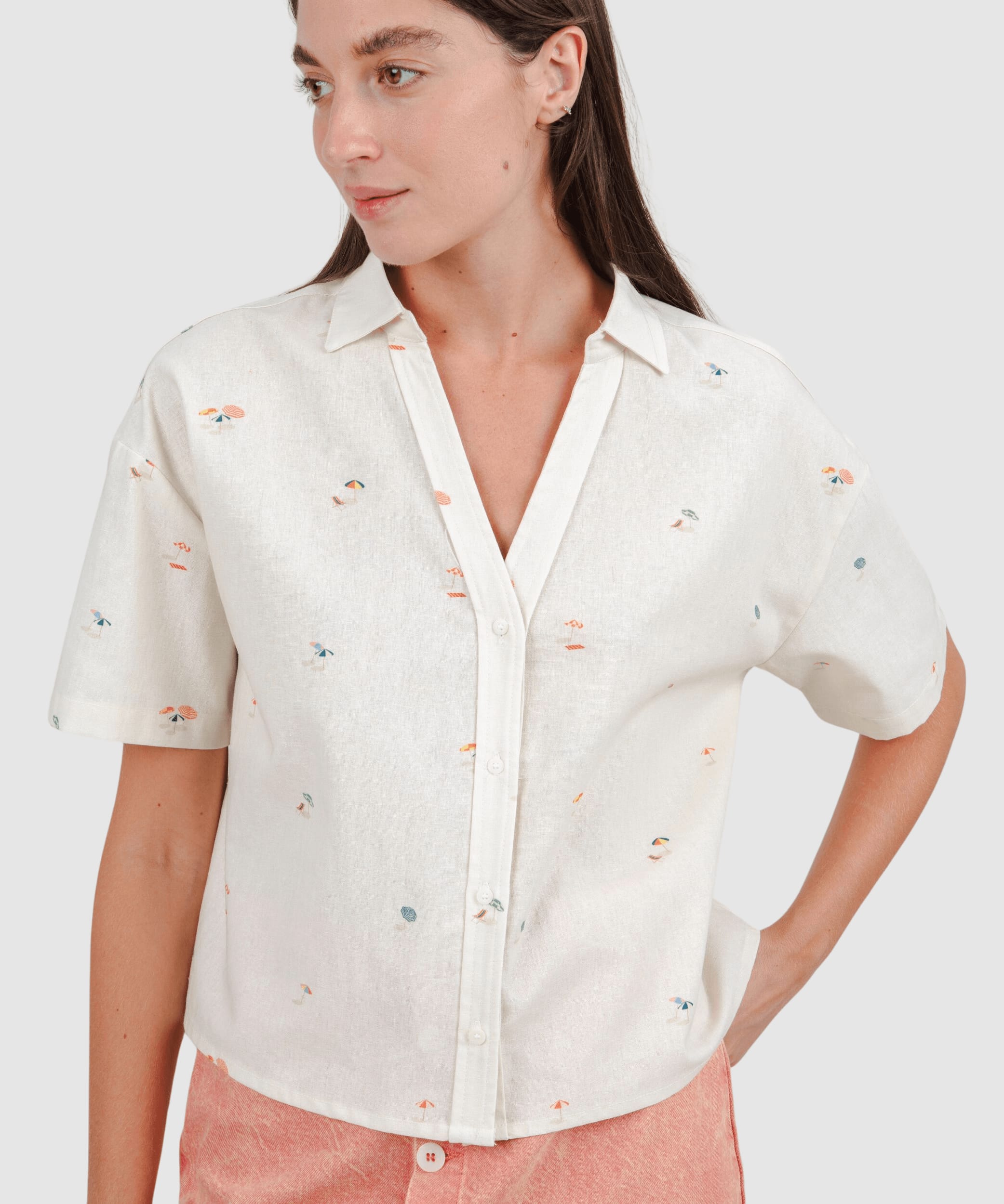 Beach Please Cropped Blouse Ecru