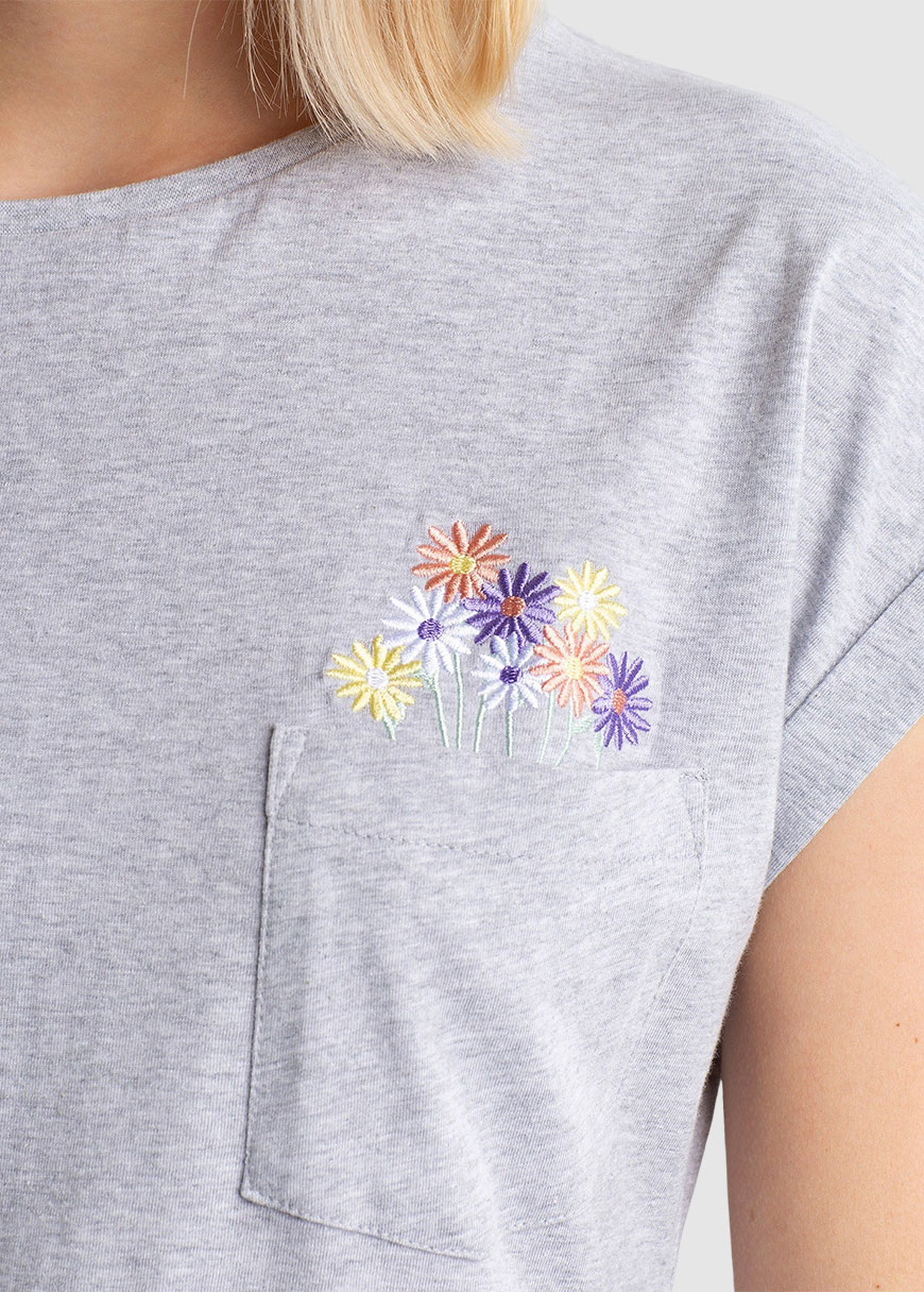 T-Shirt Visby Flower Pocket