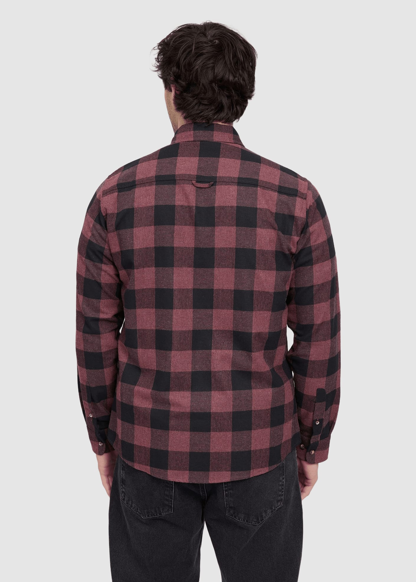 Checked Flannel Shirt Eggplant Black Melange