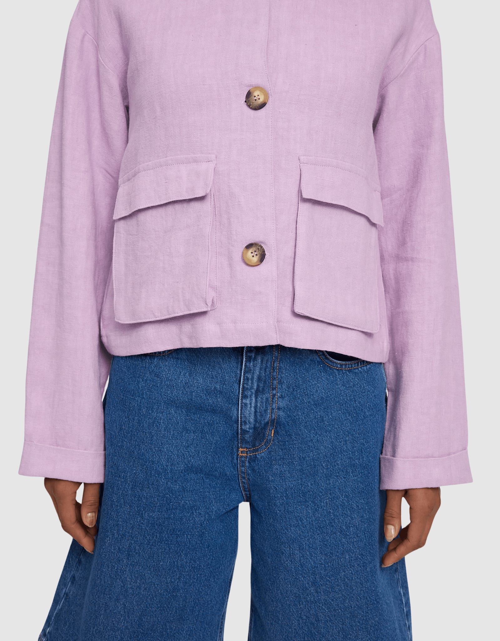 Short Linen Jacket Bright Lavender