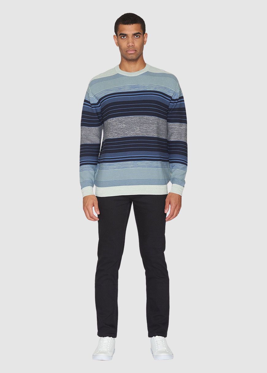 Loose Striped Multicolored Crew Neck