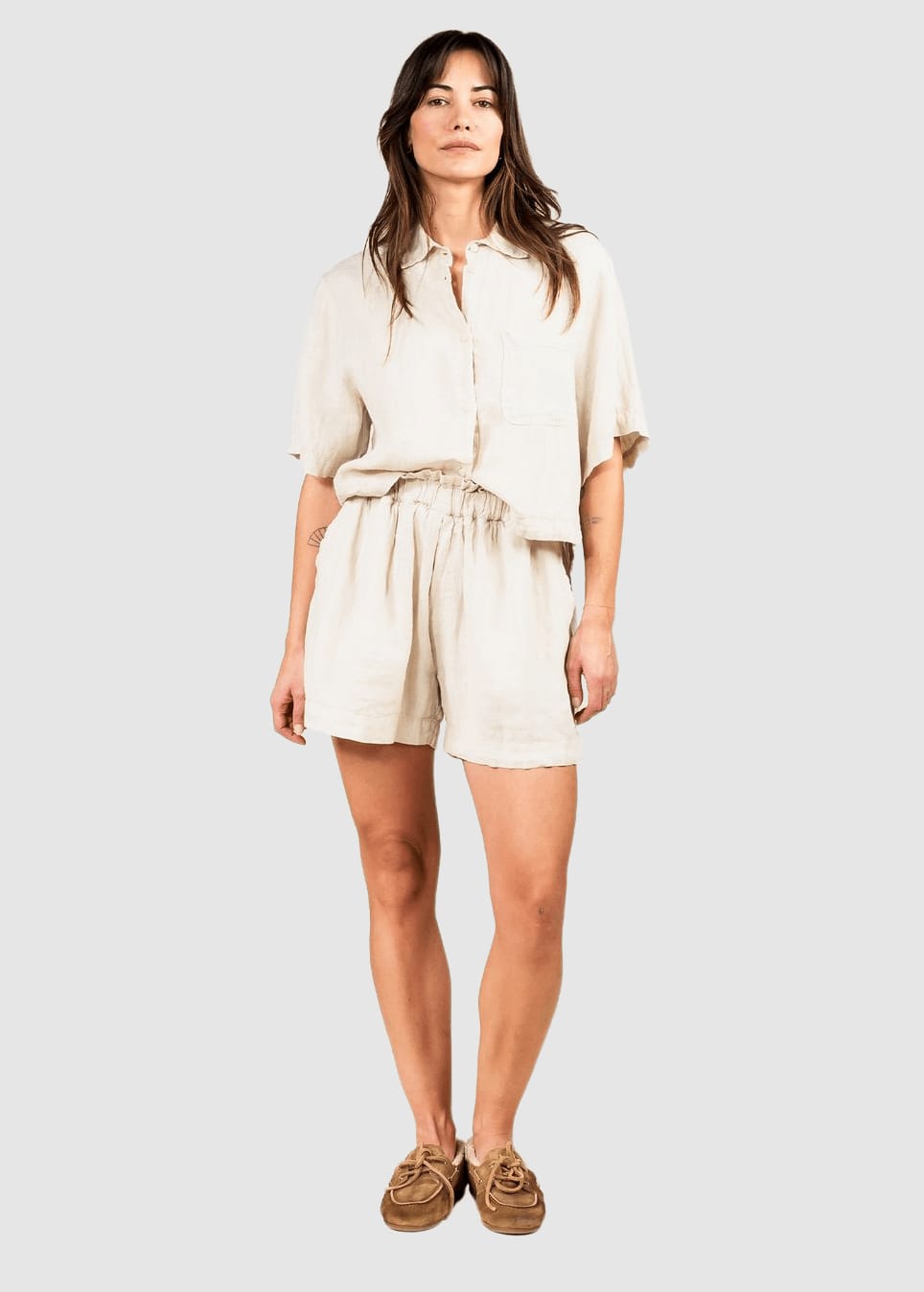 Chloe Linen Short Solid Oatmeal Chloe Linen Short Solid Oatmeal