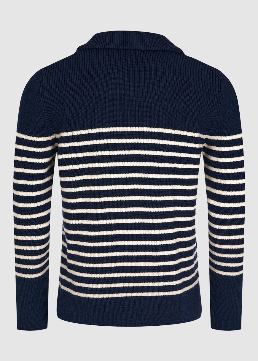 1/2 Neck Zip Merino Wool Rib Knit