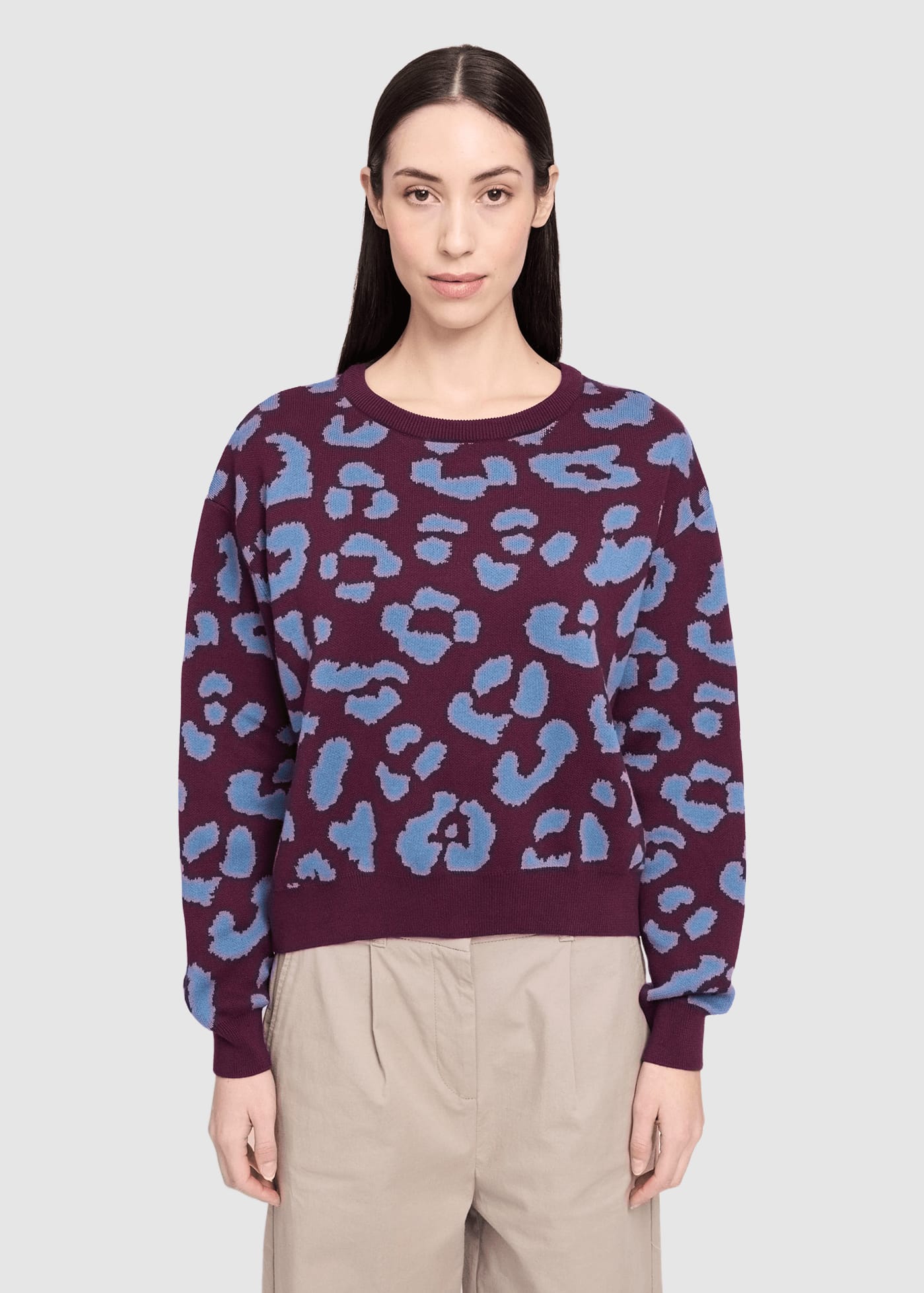 mazine-leo-jacquard-knit-jumper-burgundy-smoke-blue-1.jpeg Leo Jacquard Knit Jumper Burgundy Smoke Blue