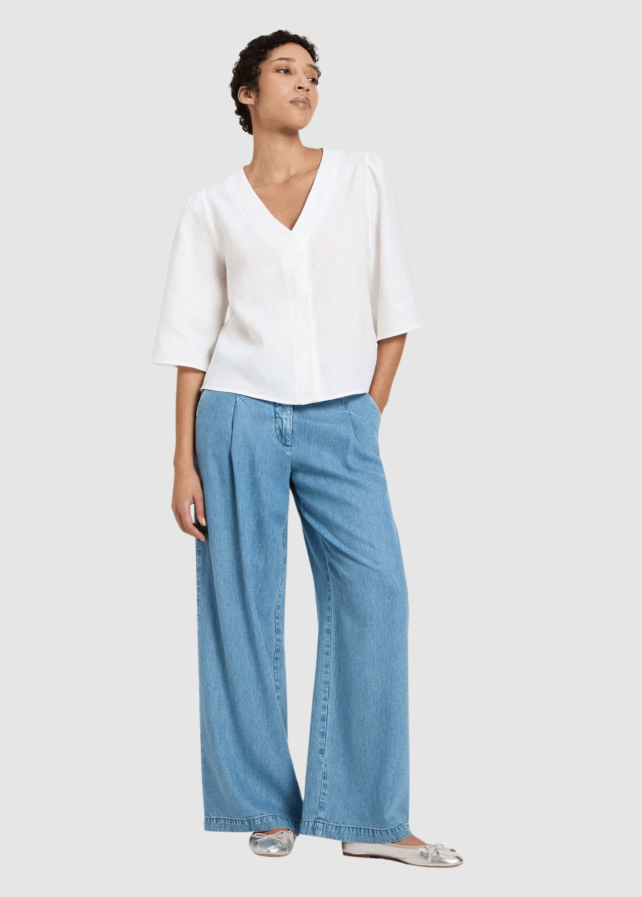 3/4 Arm Bluse Bright White