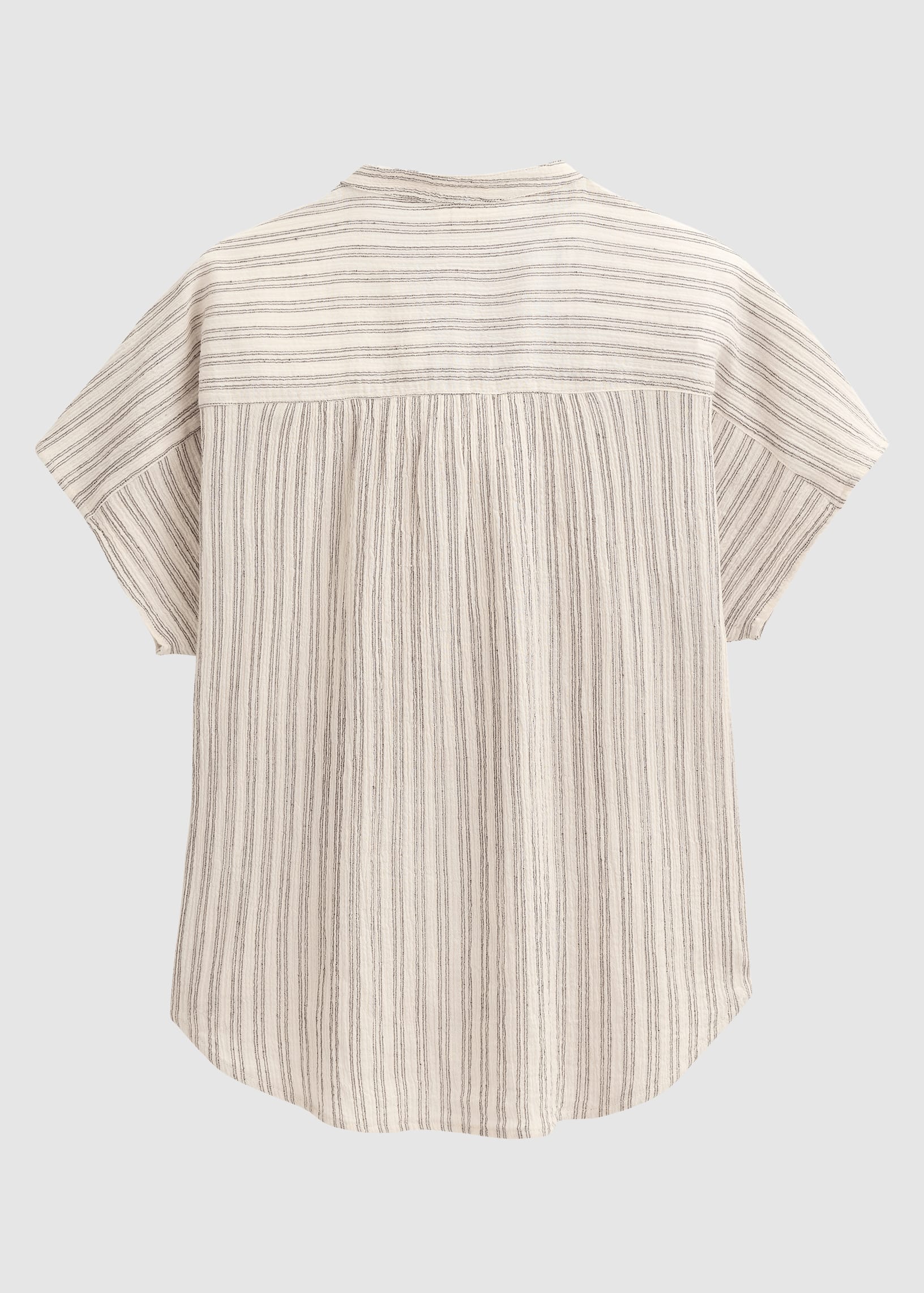 Kurzarm-Bluse Strukturiert Dunkelgrau Gestreift Kurzarm-Bluse Strukturiert Dunkelgrau Gestreift