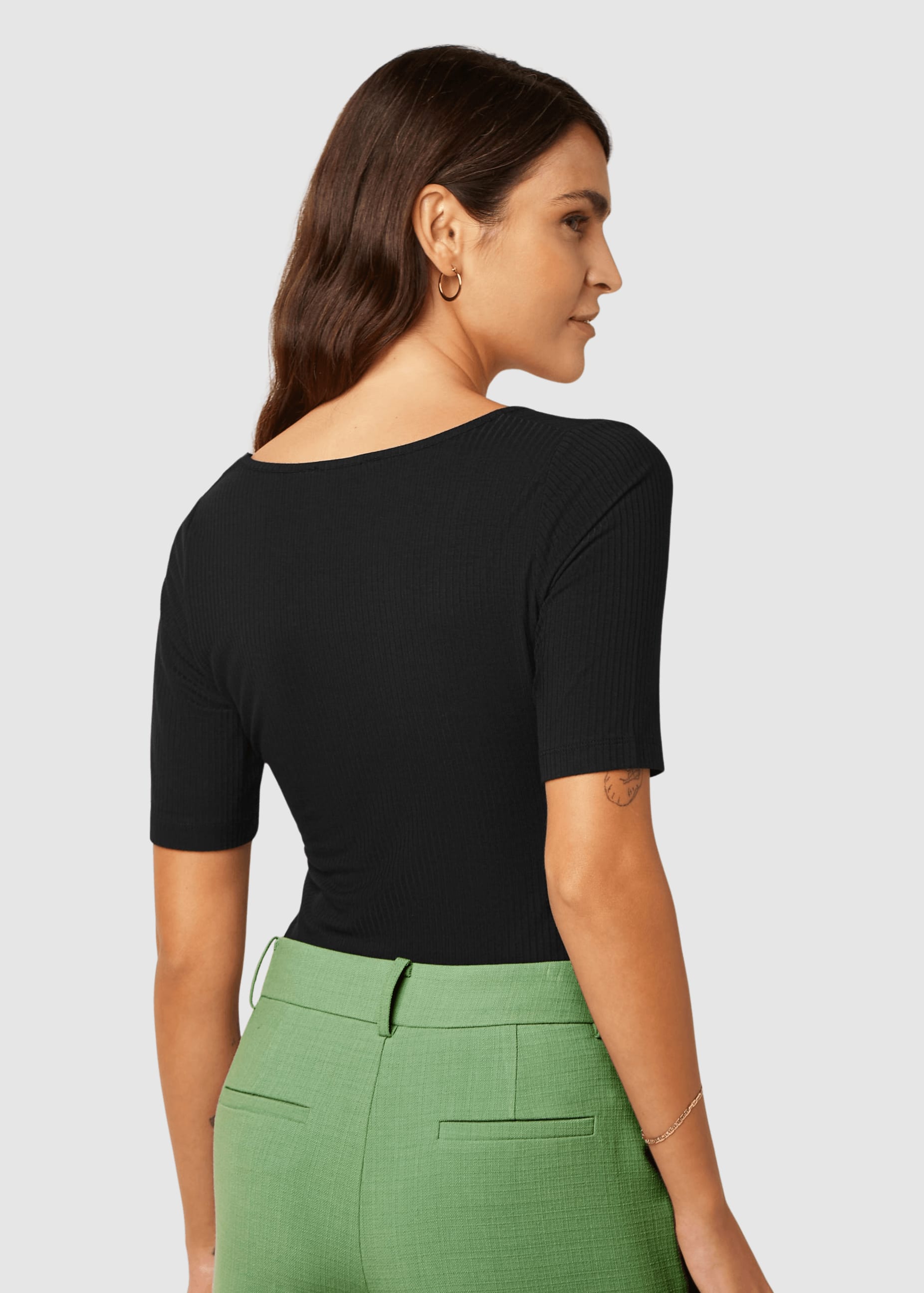 Carice Top Uni Rib Black