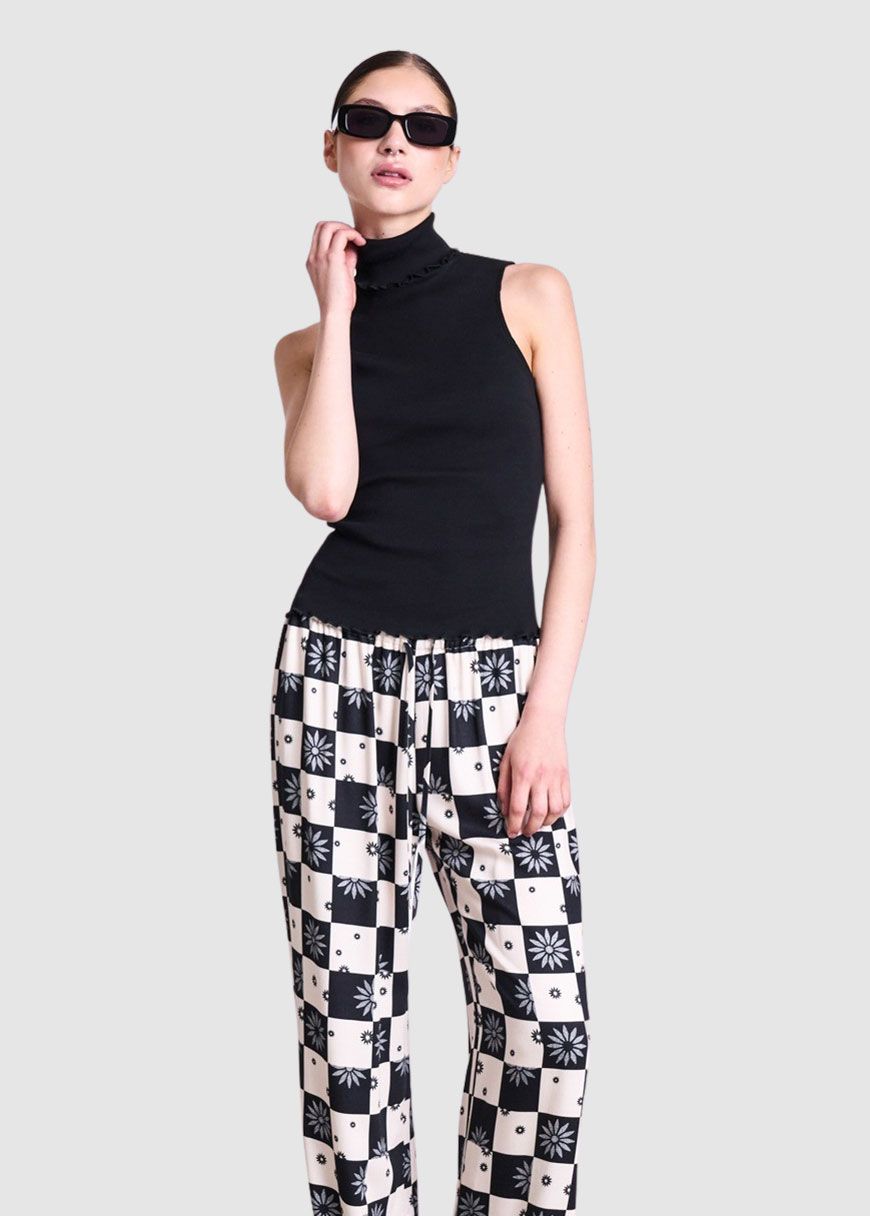 High Neck Rib Top Hav