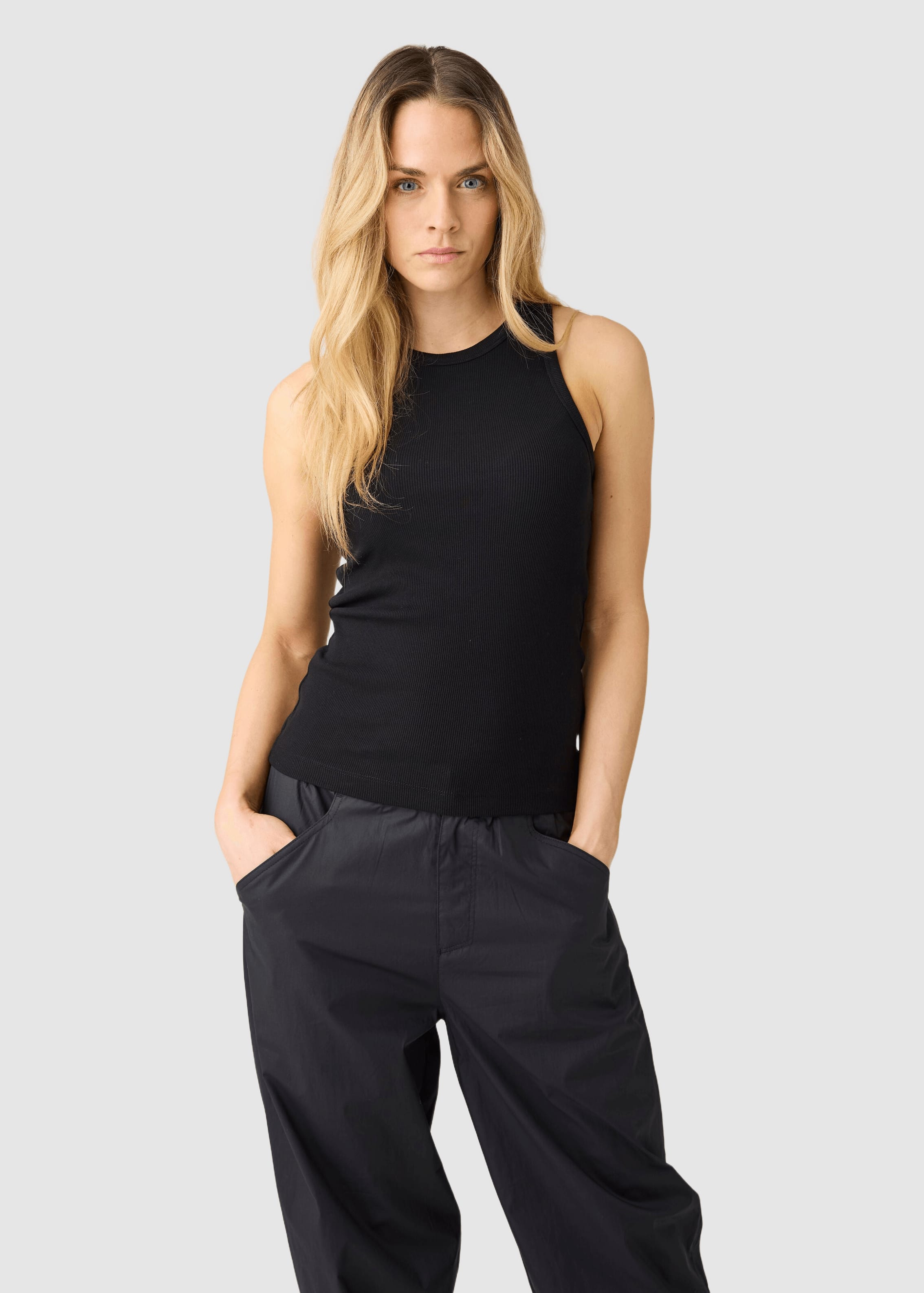 knowledge-cotton-apparel-rib-racer-top-black-jet-1.jpeg Rib Racer Top Black Jet