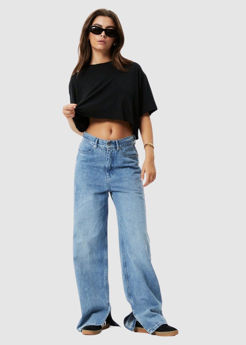 AFENDS Womens Slay Cropped - Oversized Tee - Black